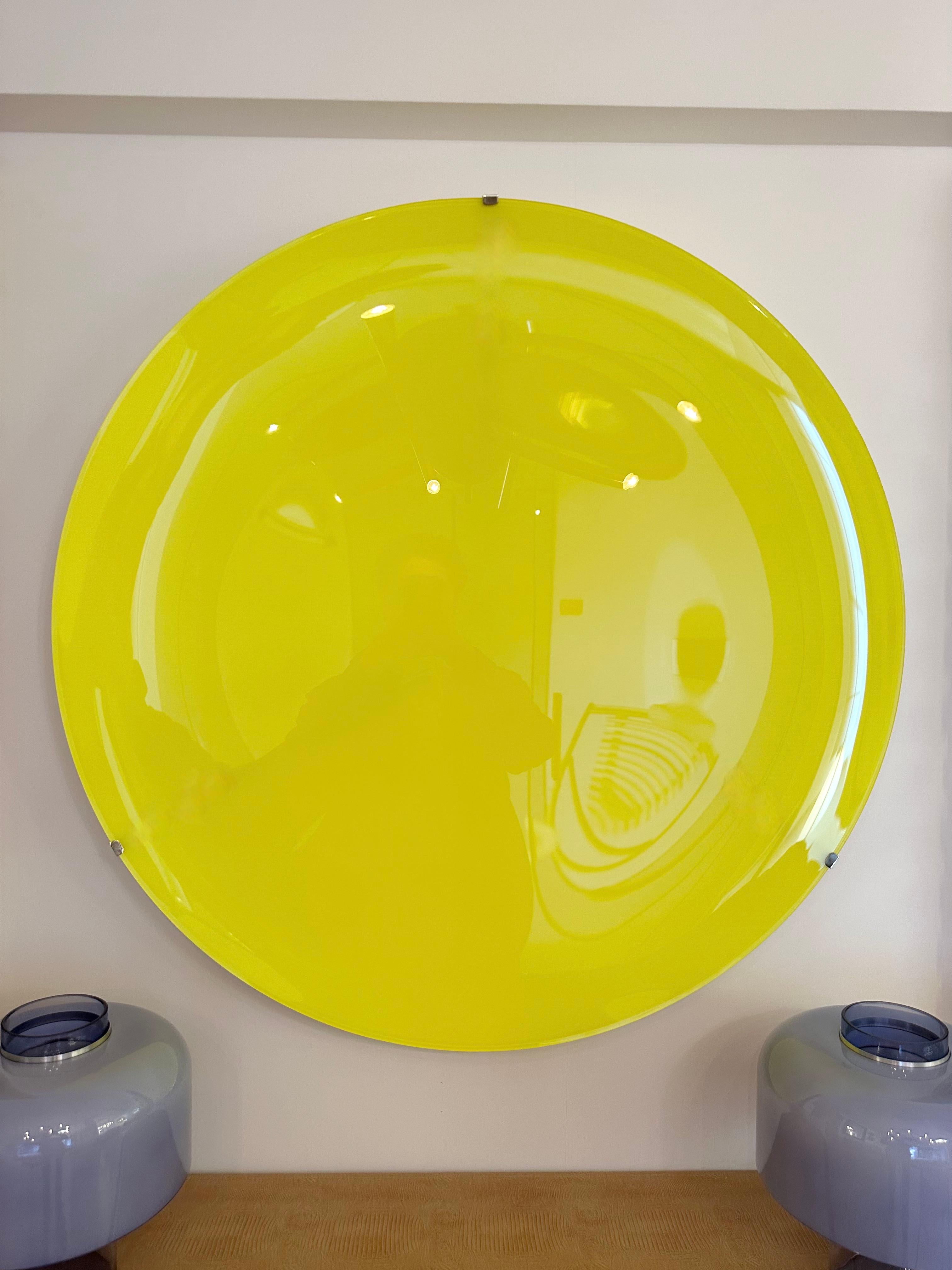 Futurist Large Contemporary Curve Concave Yellow Mirror, Italy For Sale