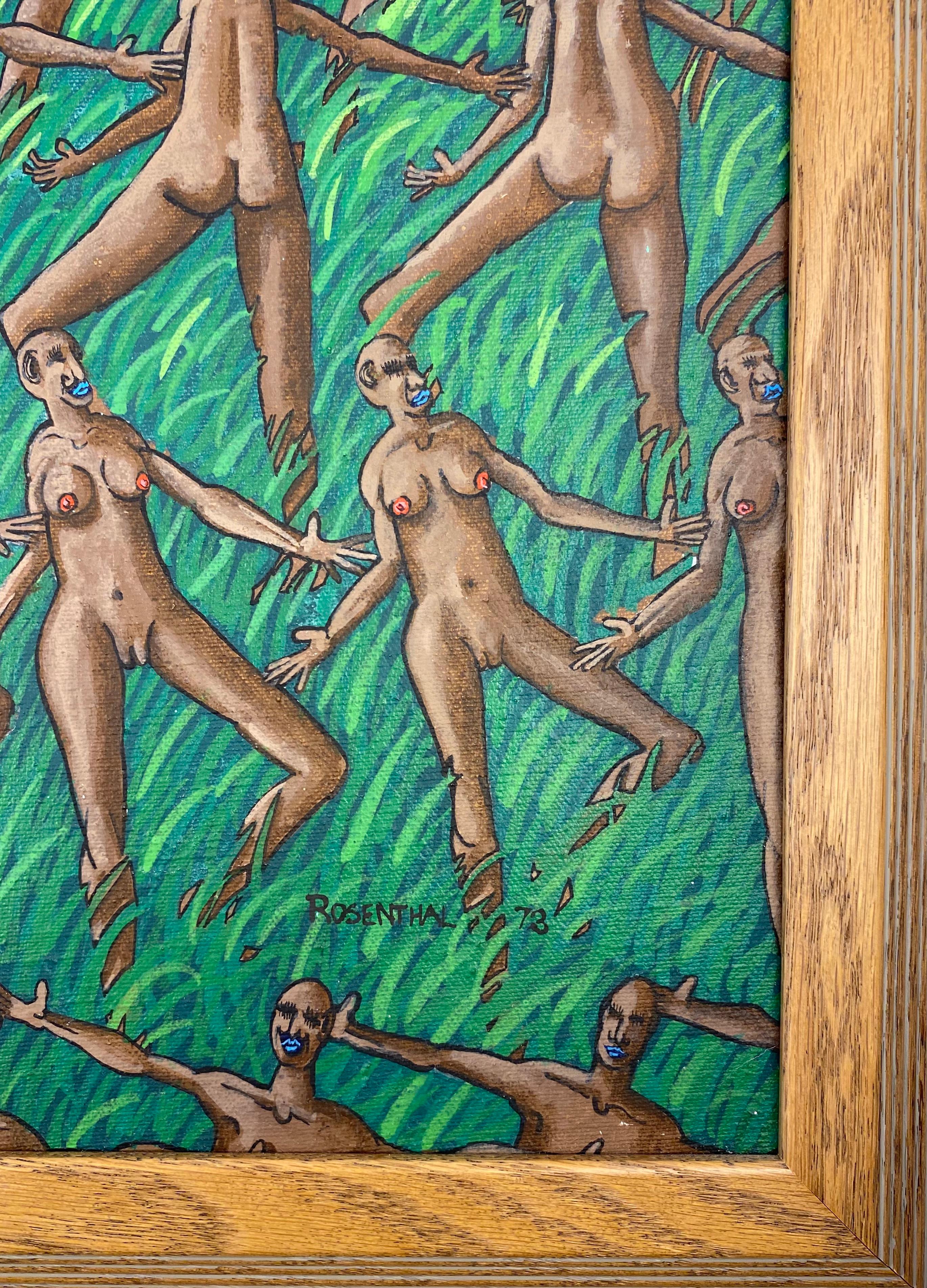 Américain Huile sur toile d'un nu érotique attribuée à Mark Rosenthal  en vente