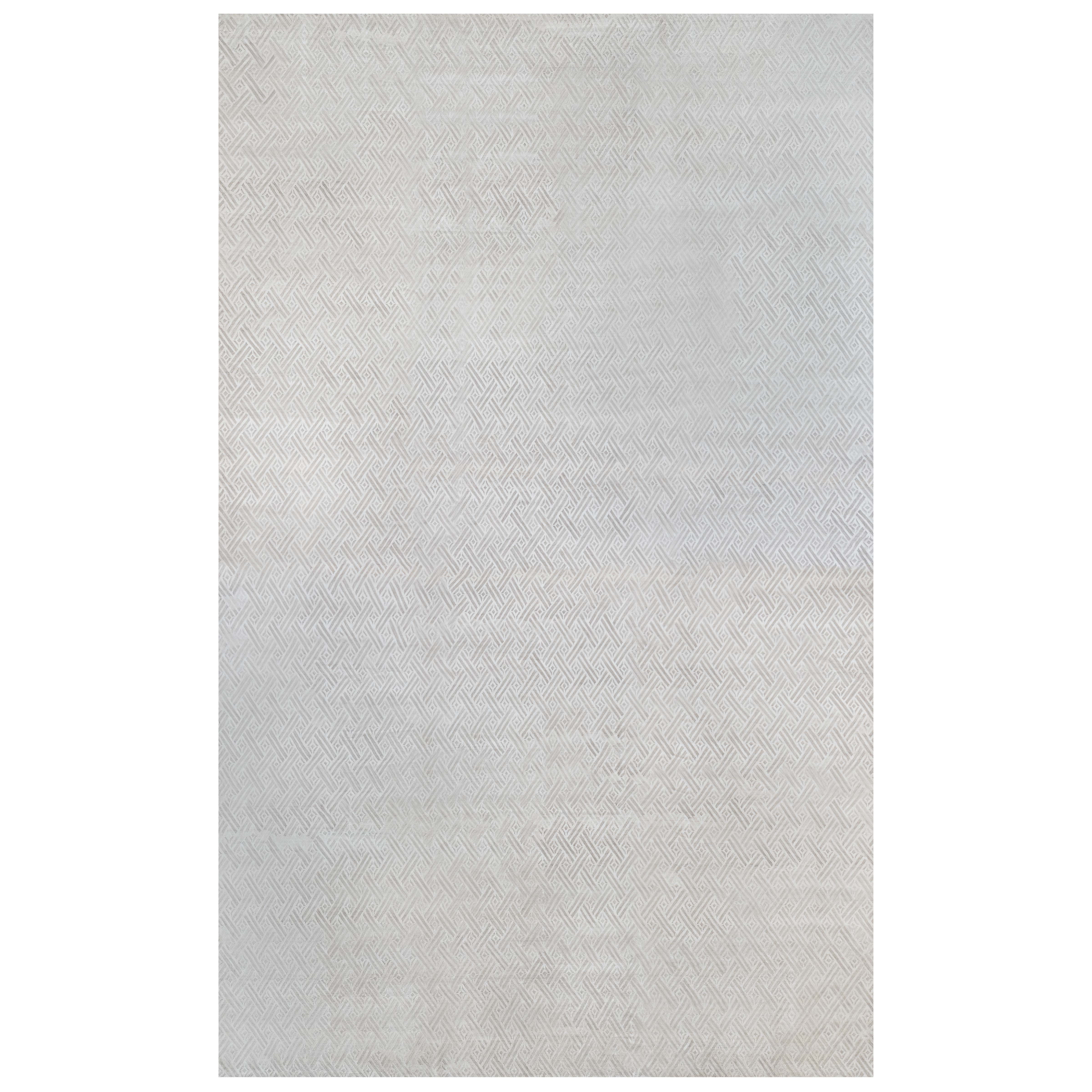 Large Contemporary Geometric Knotted Lambswool Rug by Doris Leslie Blau
