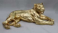 Large Contemporary Gold Leaf Lioness Sculpture