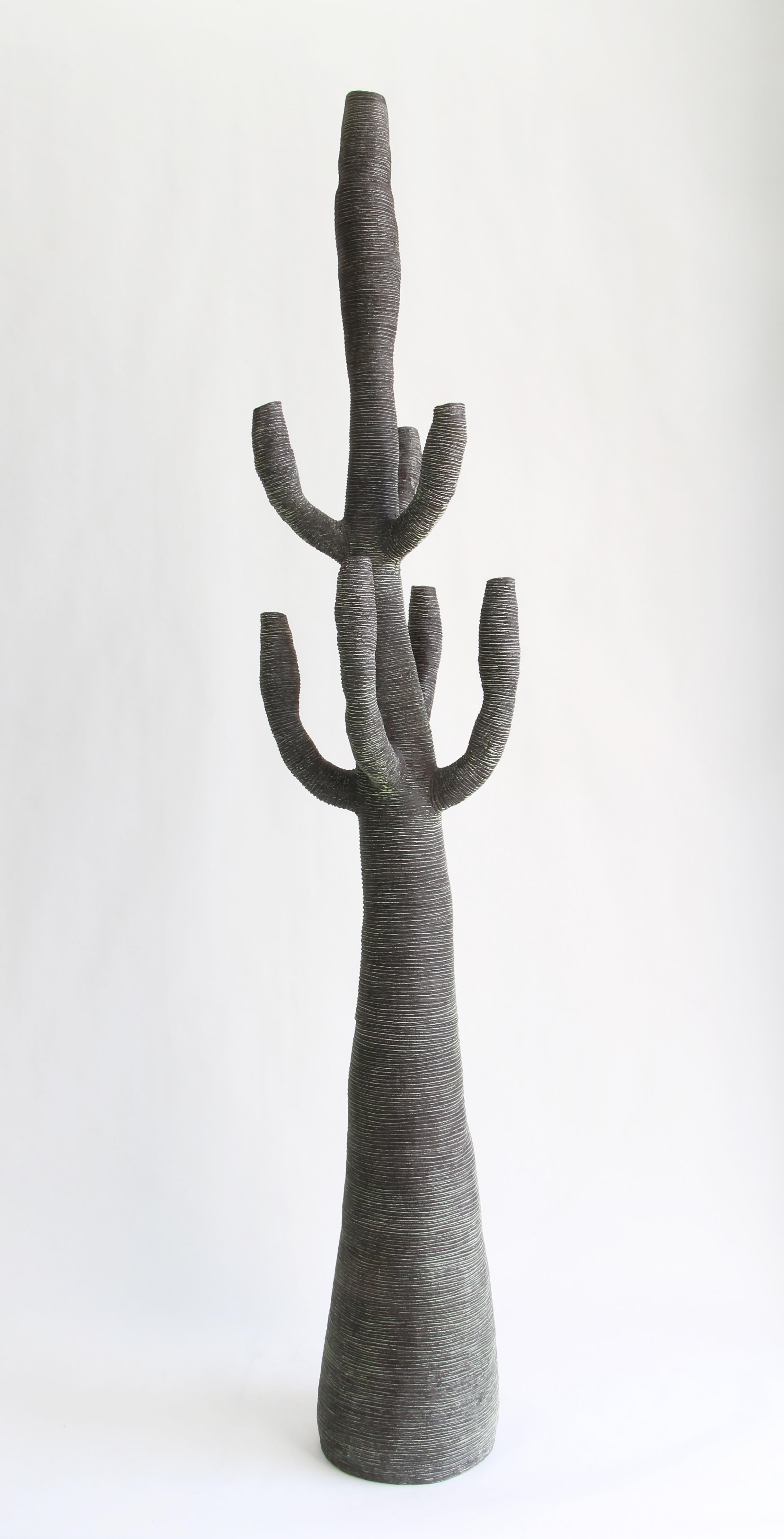 French Large Contemporary Green Ceramic Cactus Sculpture, Grand Cactus Vert For Sale