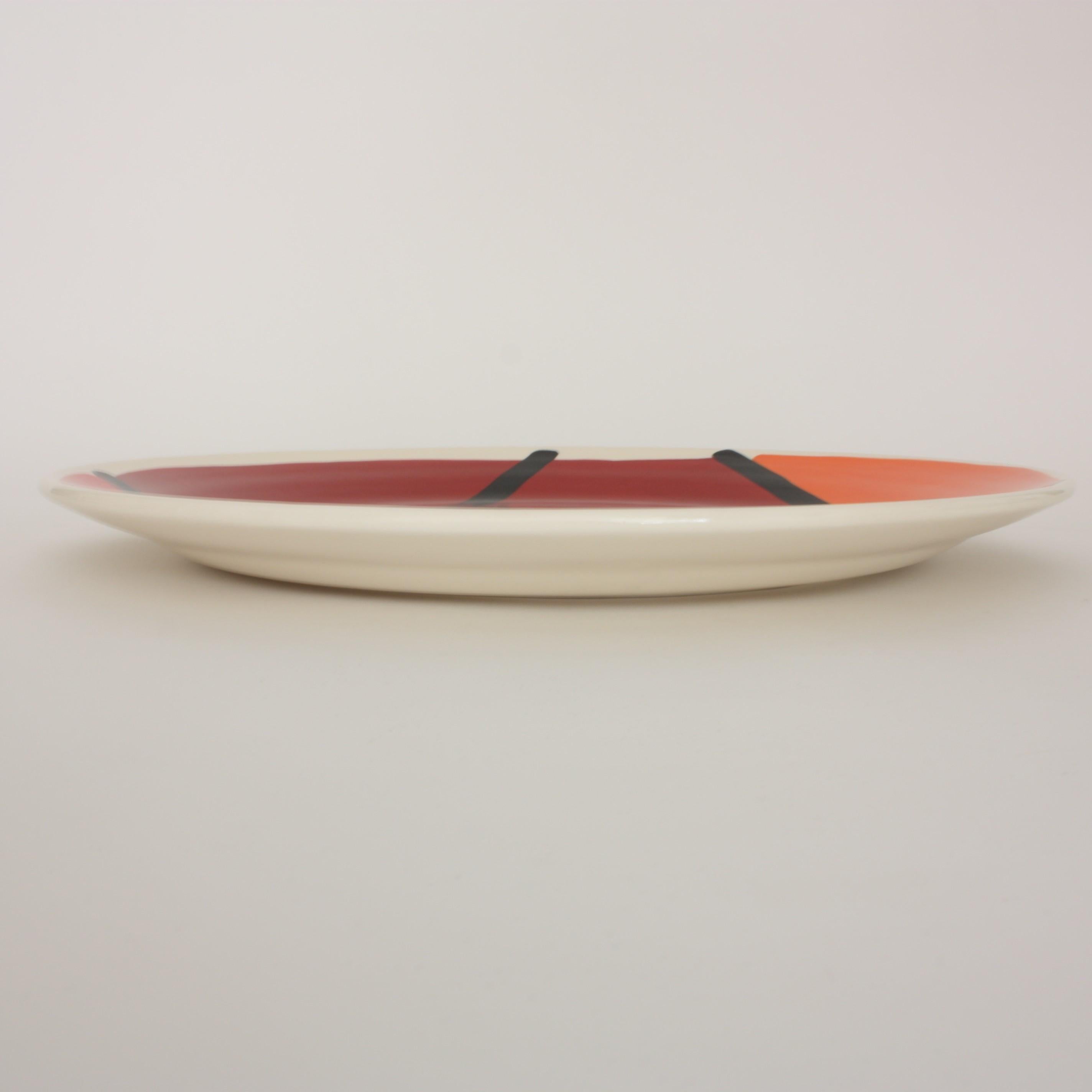 Turned Large Contemporary Hand Painted Ceramic Platter with Nautical Motifs, Poisson For Sale