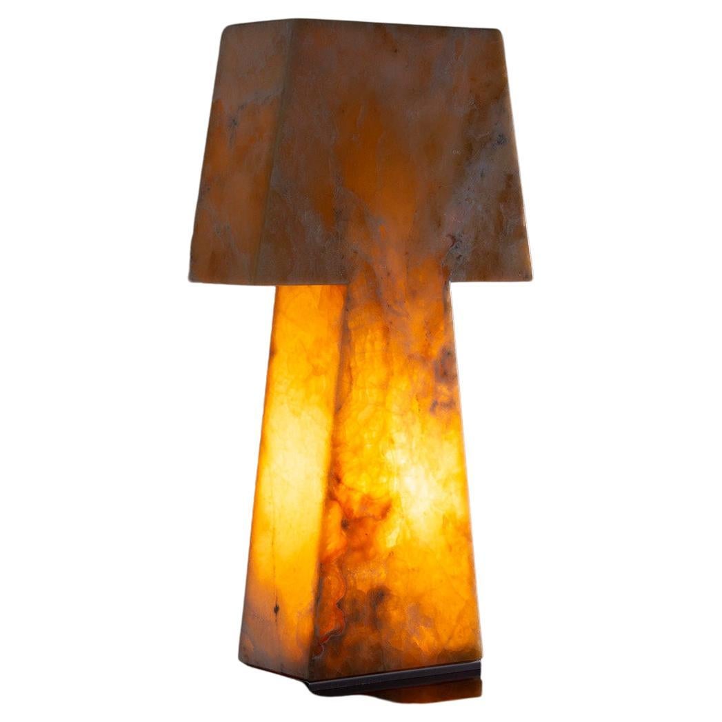 Grande lampe de table contemporaine en onyx italien en vente