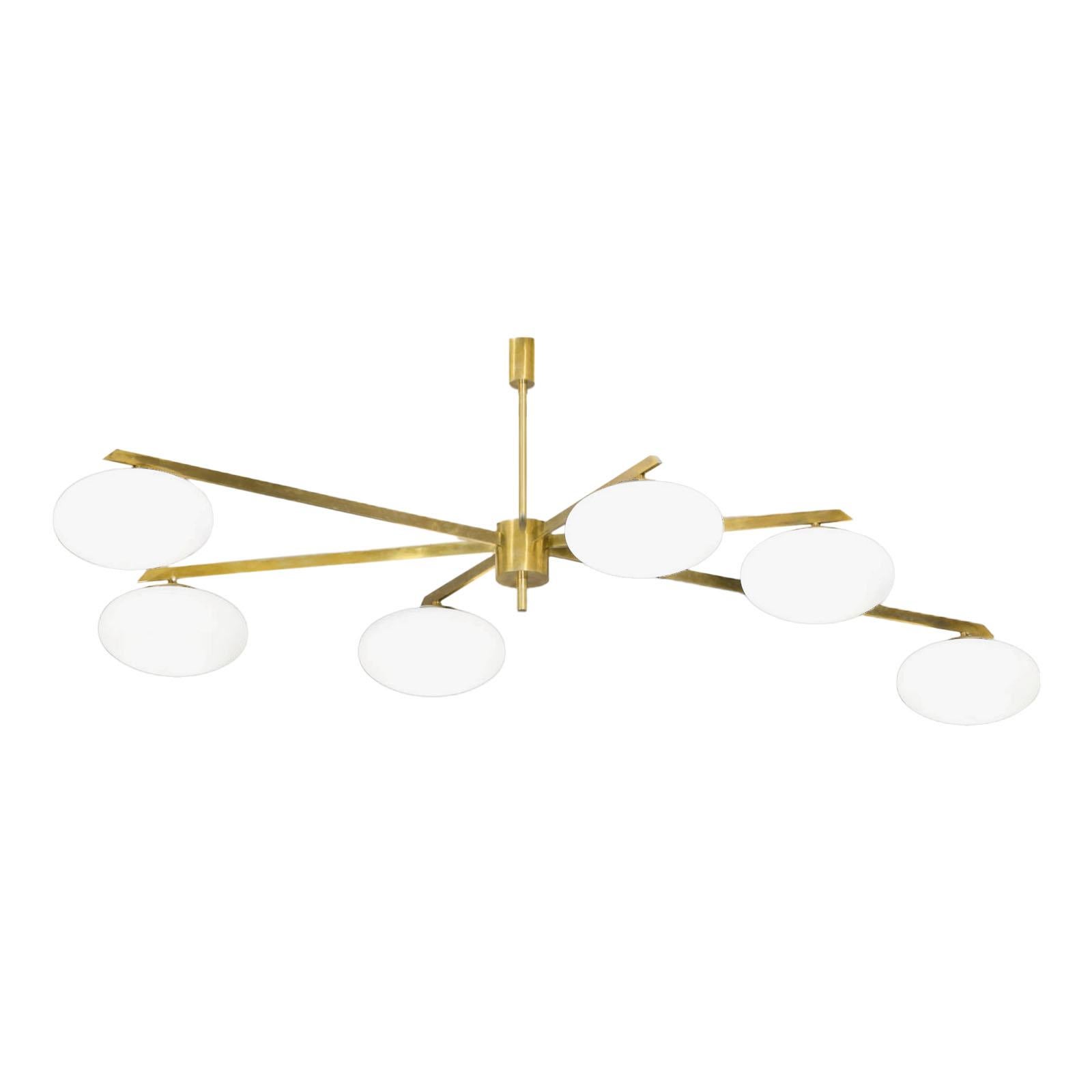 Large Contemporary Italian Chandelier Brass and Glass, 12 Arms For Sale 7