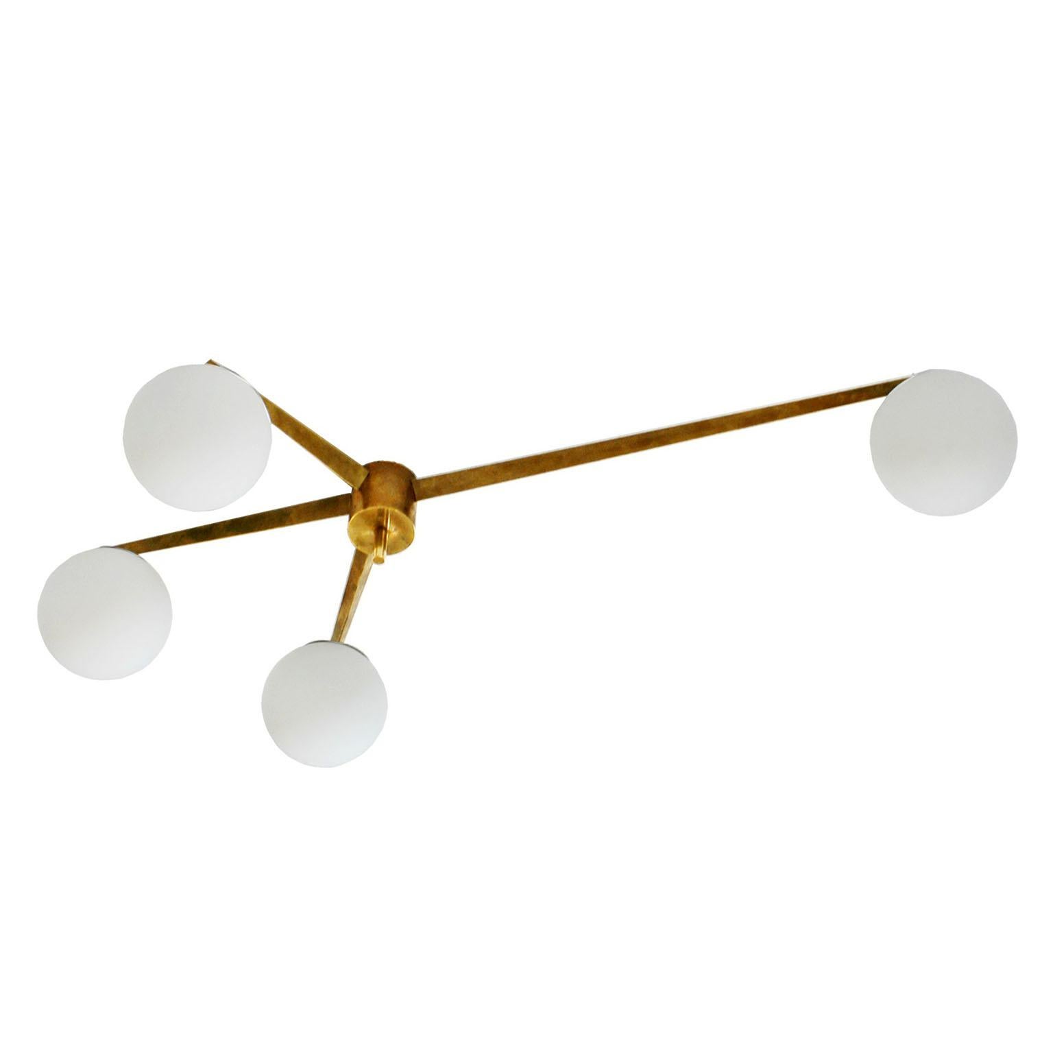 Large Contemporary Italian Chandelier Brass and Glass, 12 Arms For Sale 5