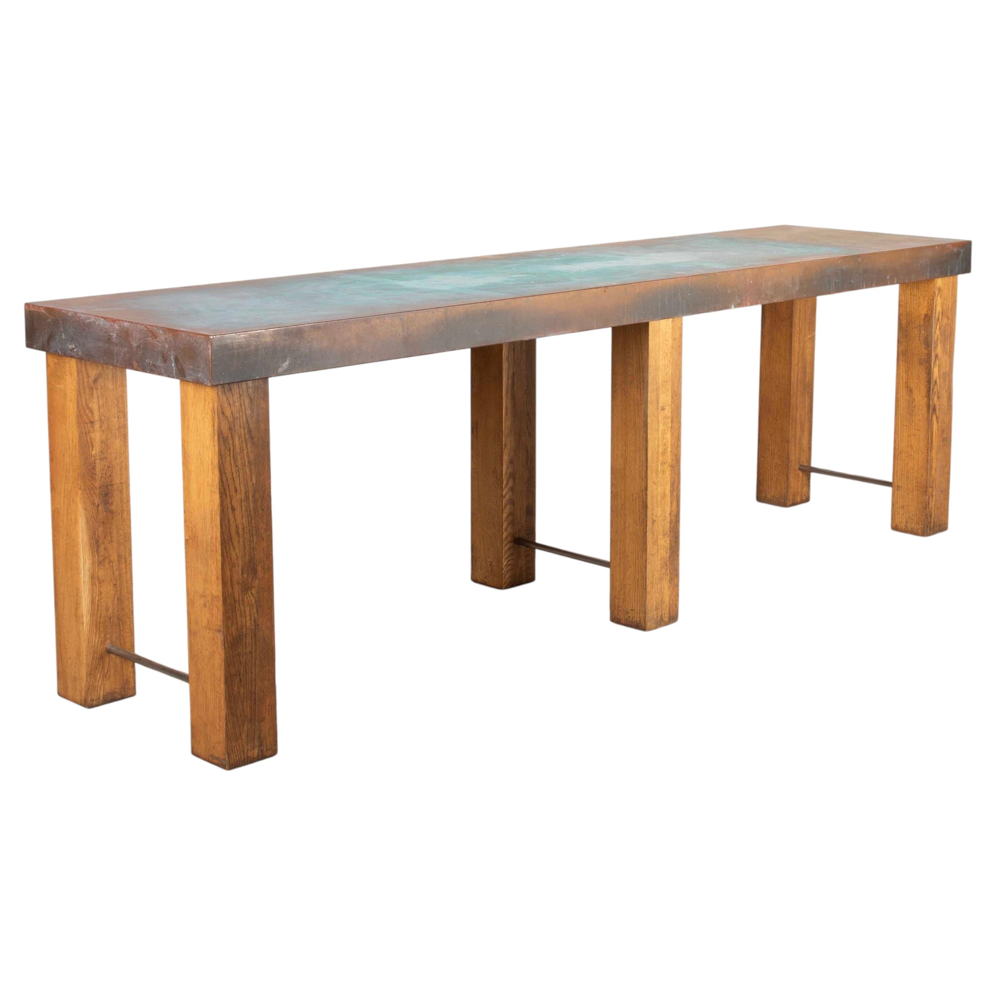 Large Contemporary Italian Copper Topped Designer Serving Table