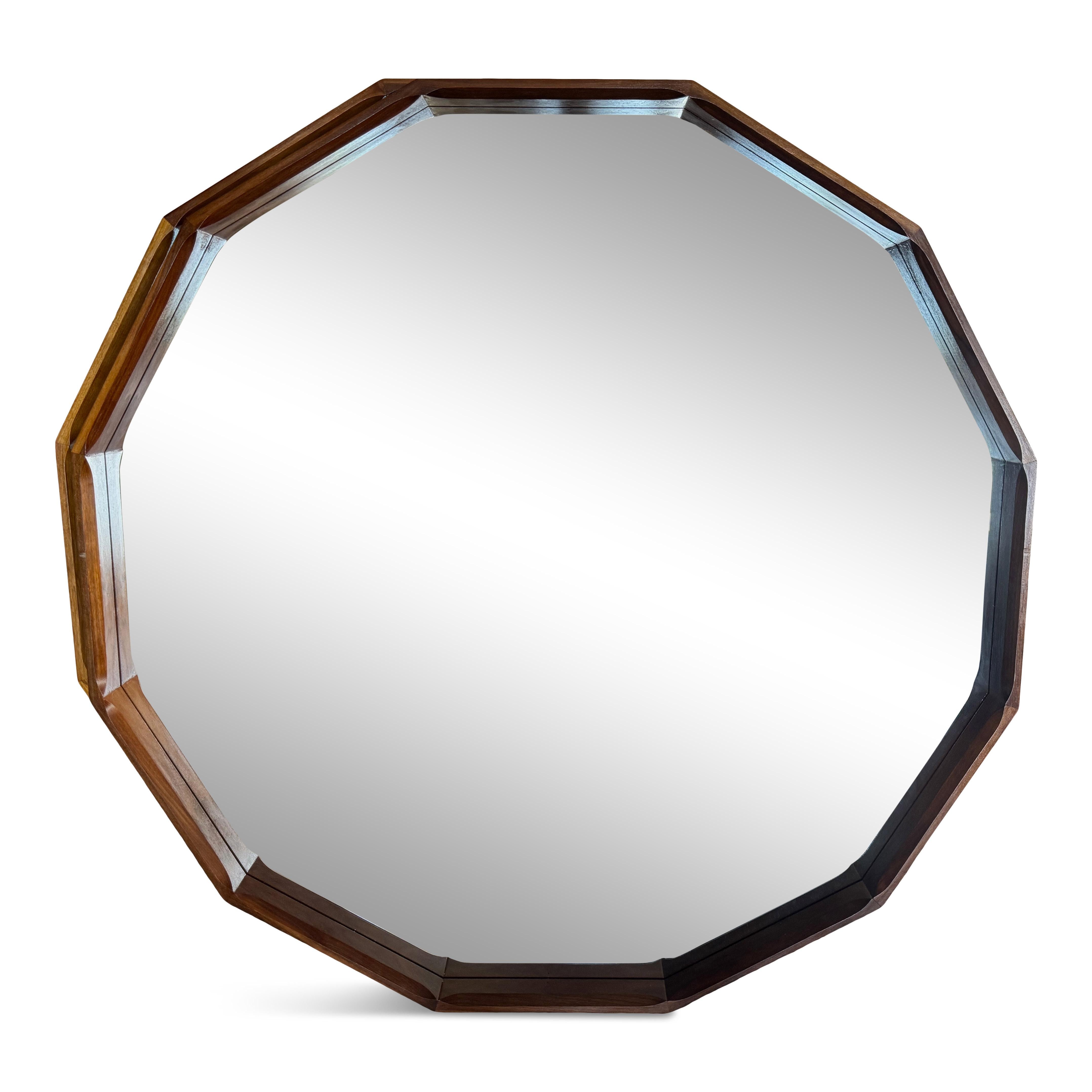 Wood Large Contemporary Italian Dodecagon Mirror For Sale