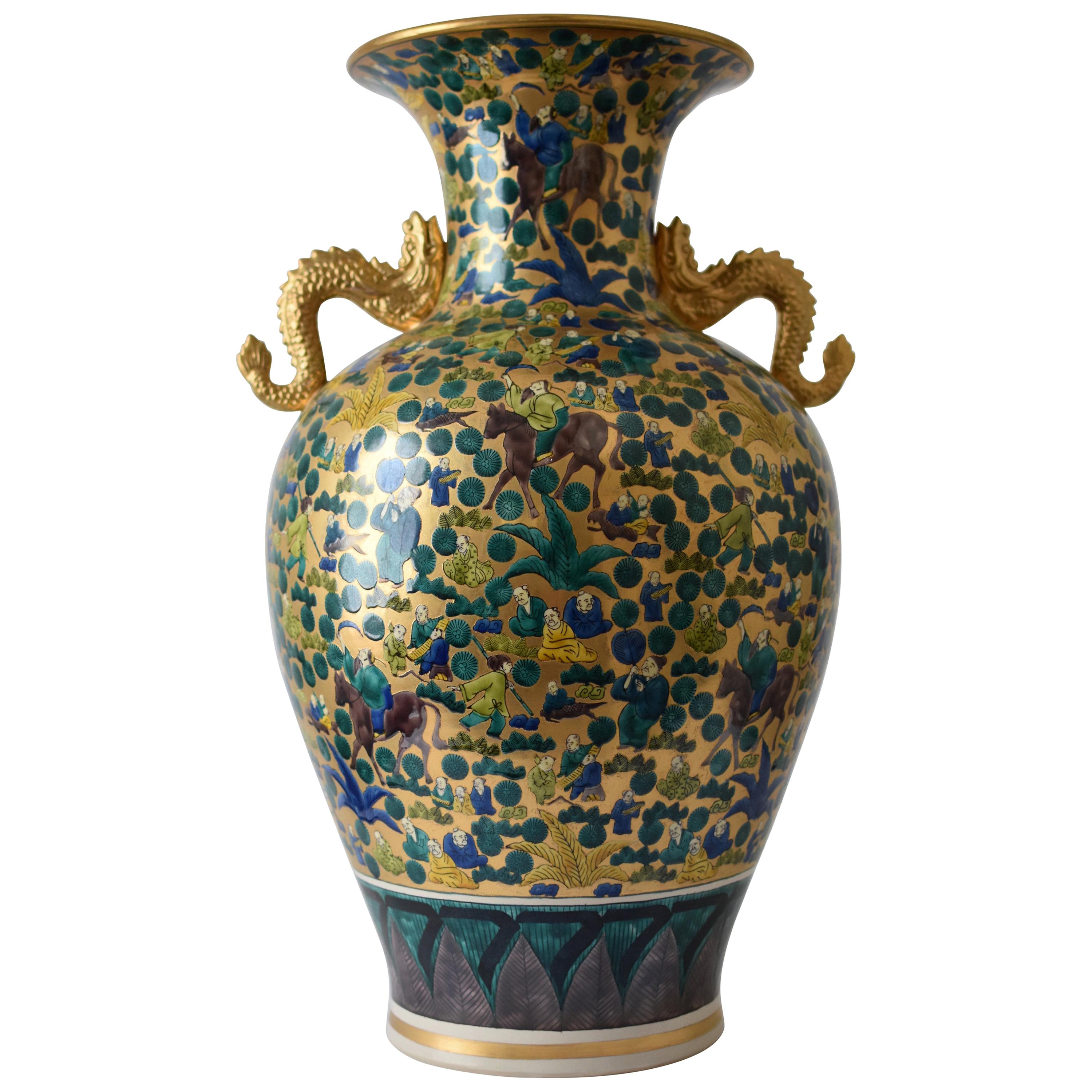 Large Antique Japanese Arita Blue and White Porcelain Vase at 1stDibs