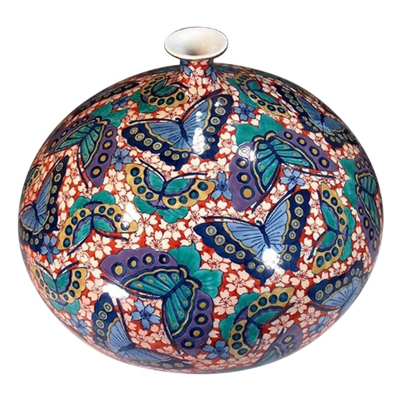 Green Blue Large Japanese Porcelain Vase by Contemporary Master Artist