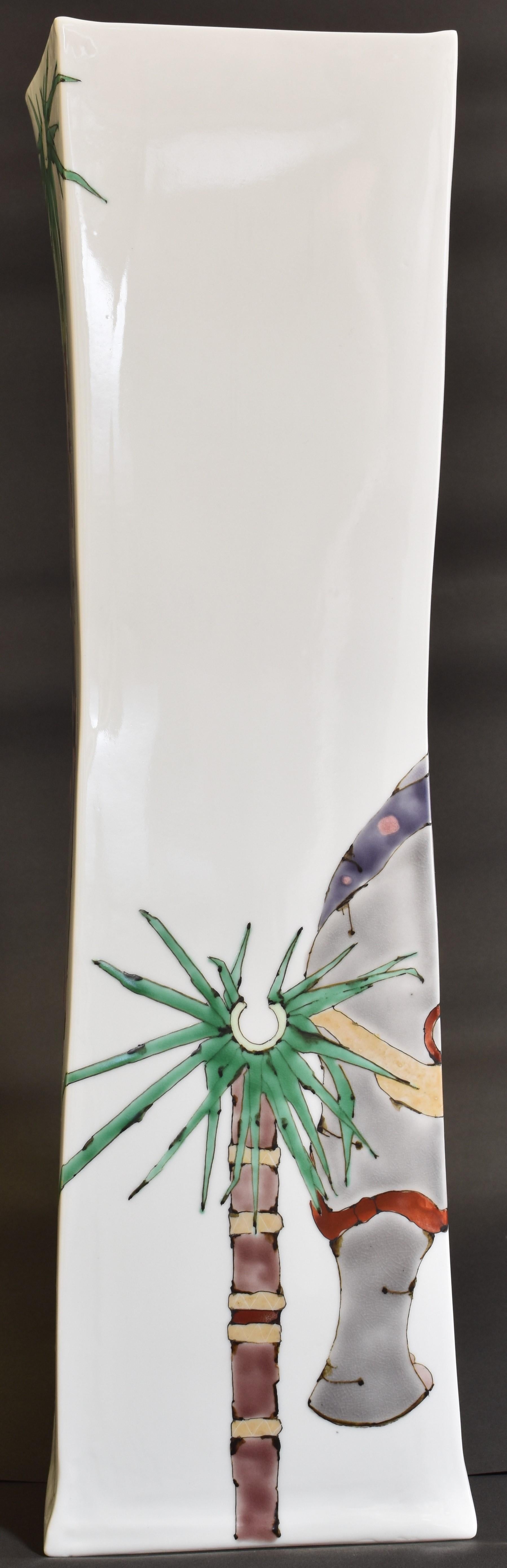Large Contemporary Japanese Kutani Hand Painted Porcelain Vase by Master Artist 2