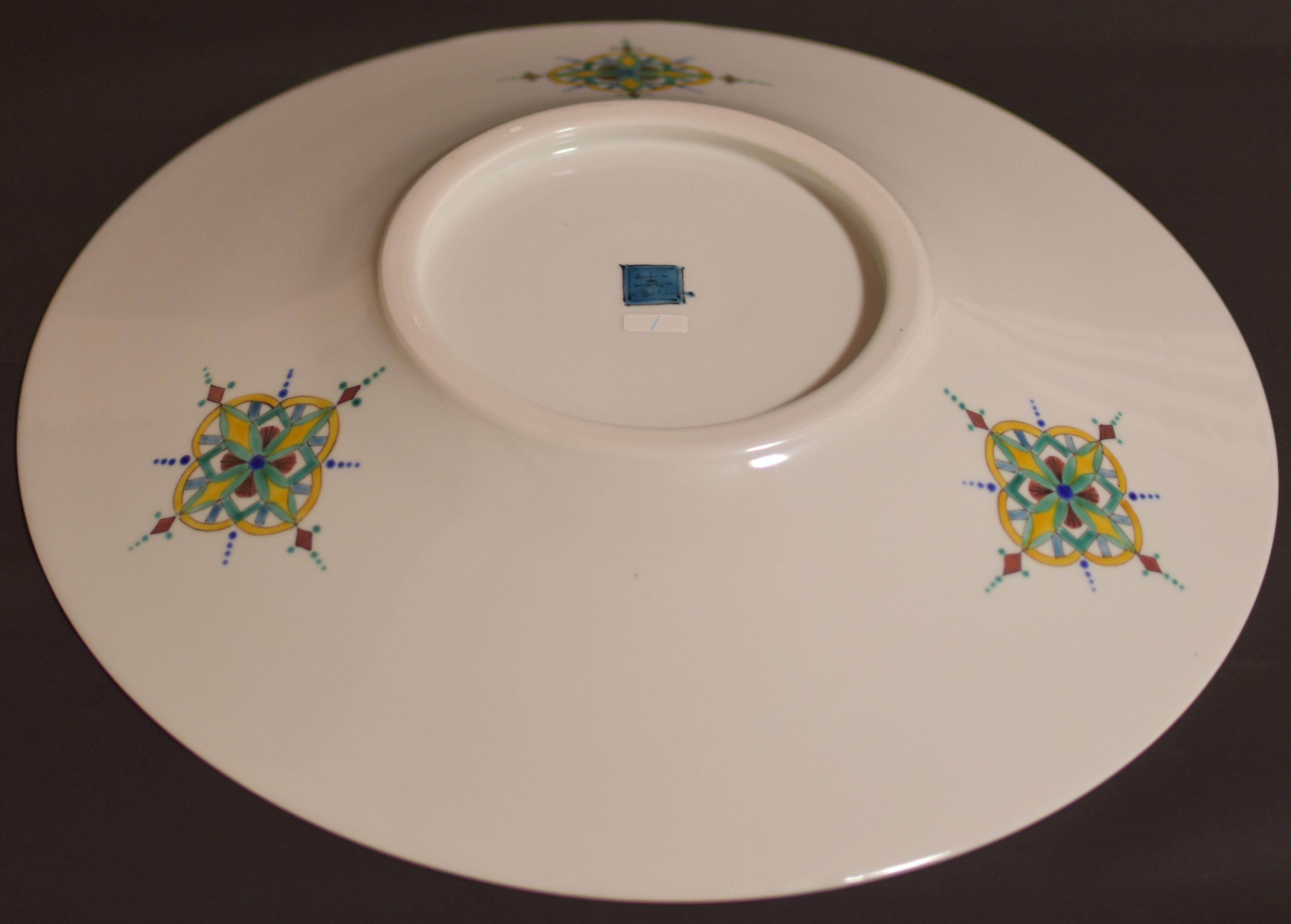 Large Contemporary Japanese Kutani Porcelain Charger by Master Artist 1