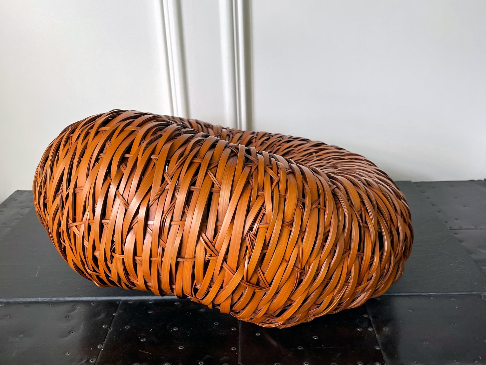 Hand-Woven Large Contemporary Japanese Woven Bamboo Sculpture Mimura Chikuho For Sale