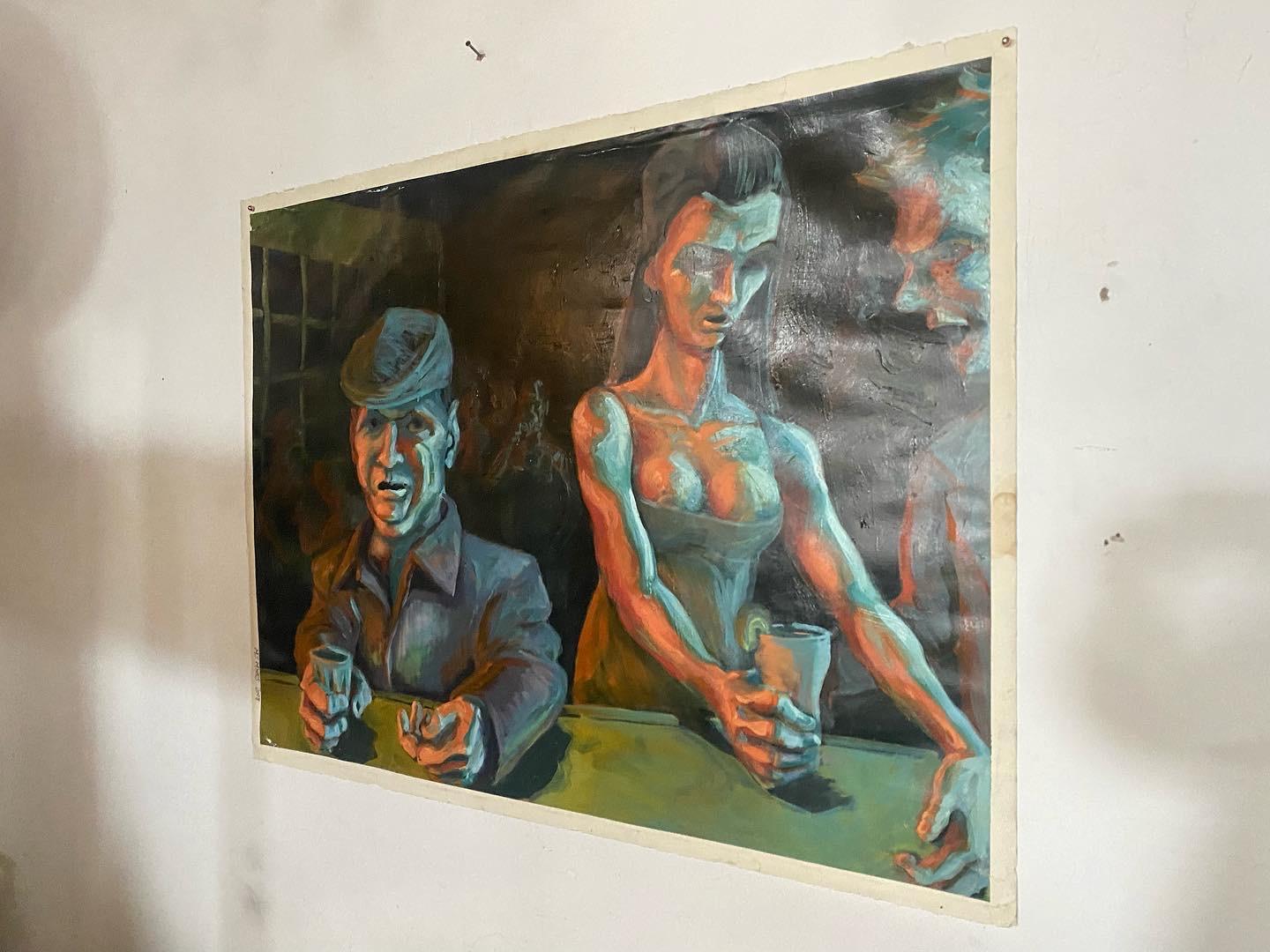 Arte popolare Grande olio d'arte popolare contemporanea/modernista su tela di M J Meyrs C. I. M. 2008 in vendita