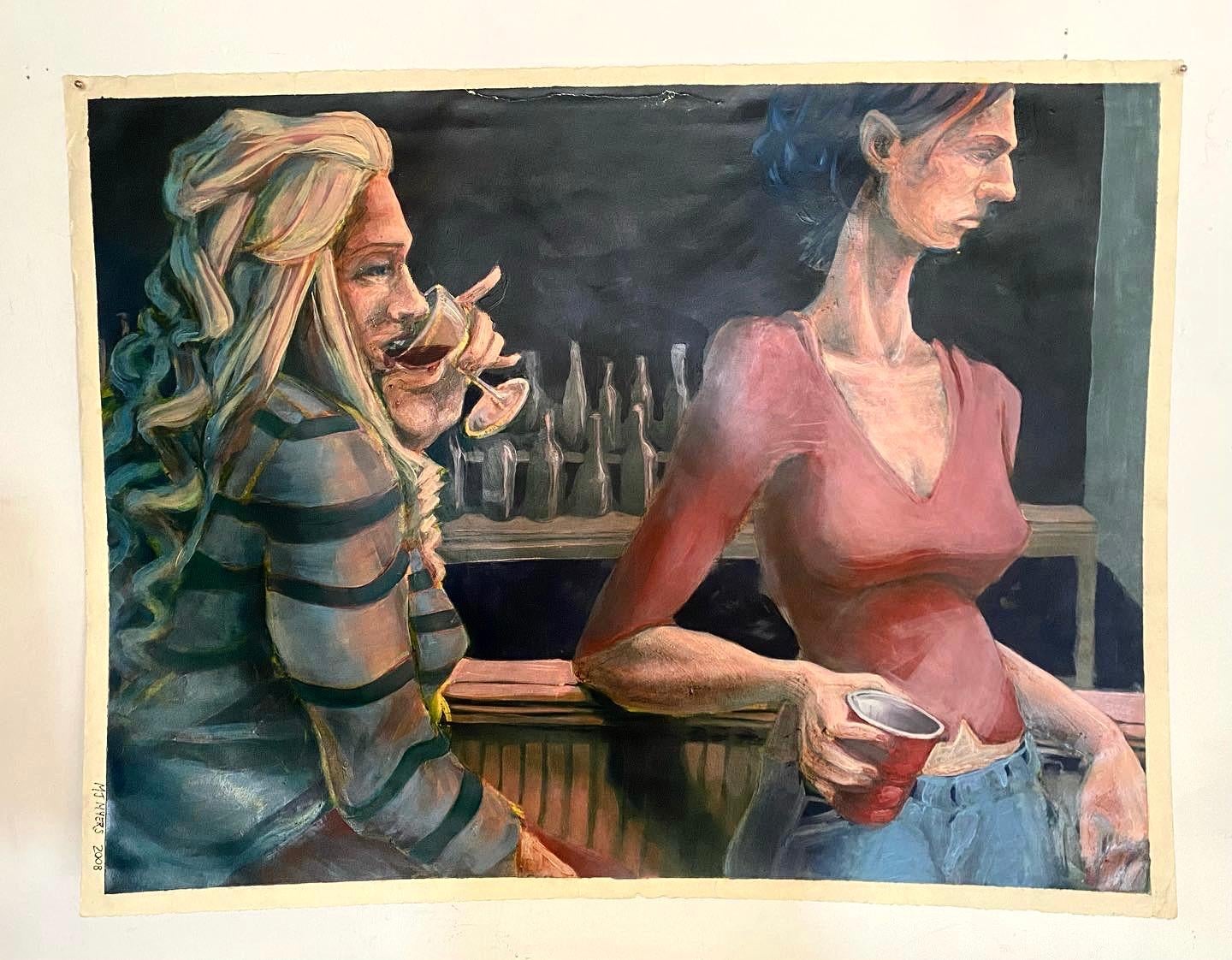Tela Grande olio su tela di arte popolare contemporanea/modernista di M J Meyrs, 2008 ca. in vendita