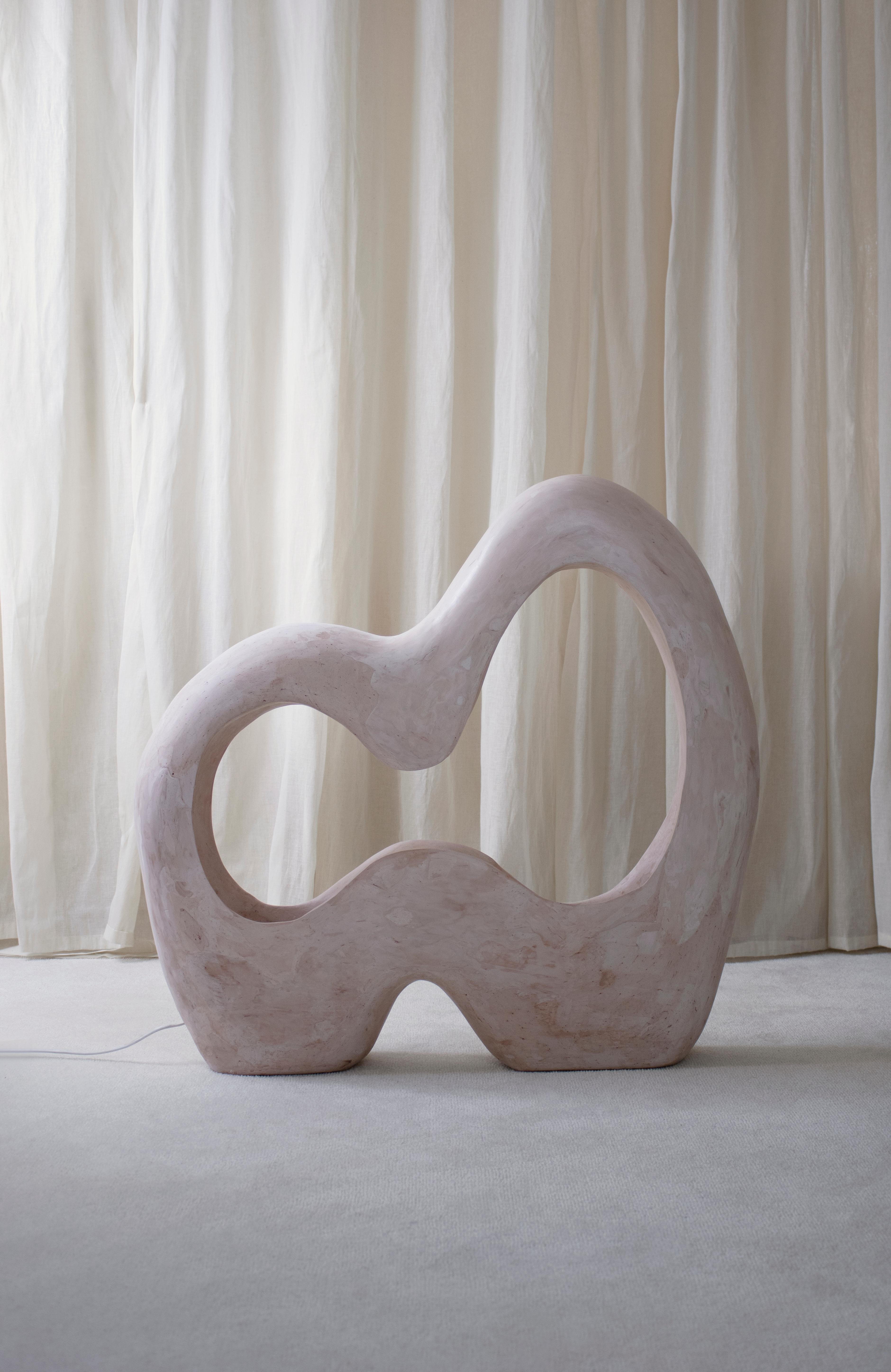 Hand-Carved Large Contemporary Organic Floor Lamp, Collectible Design 