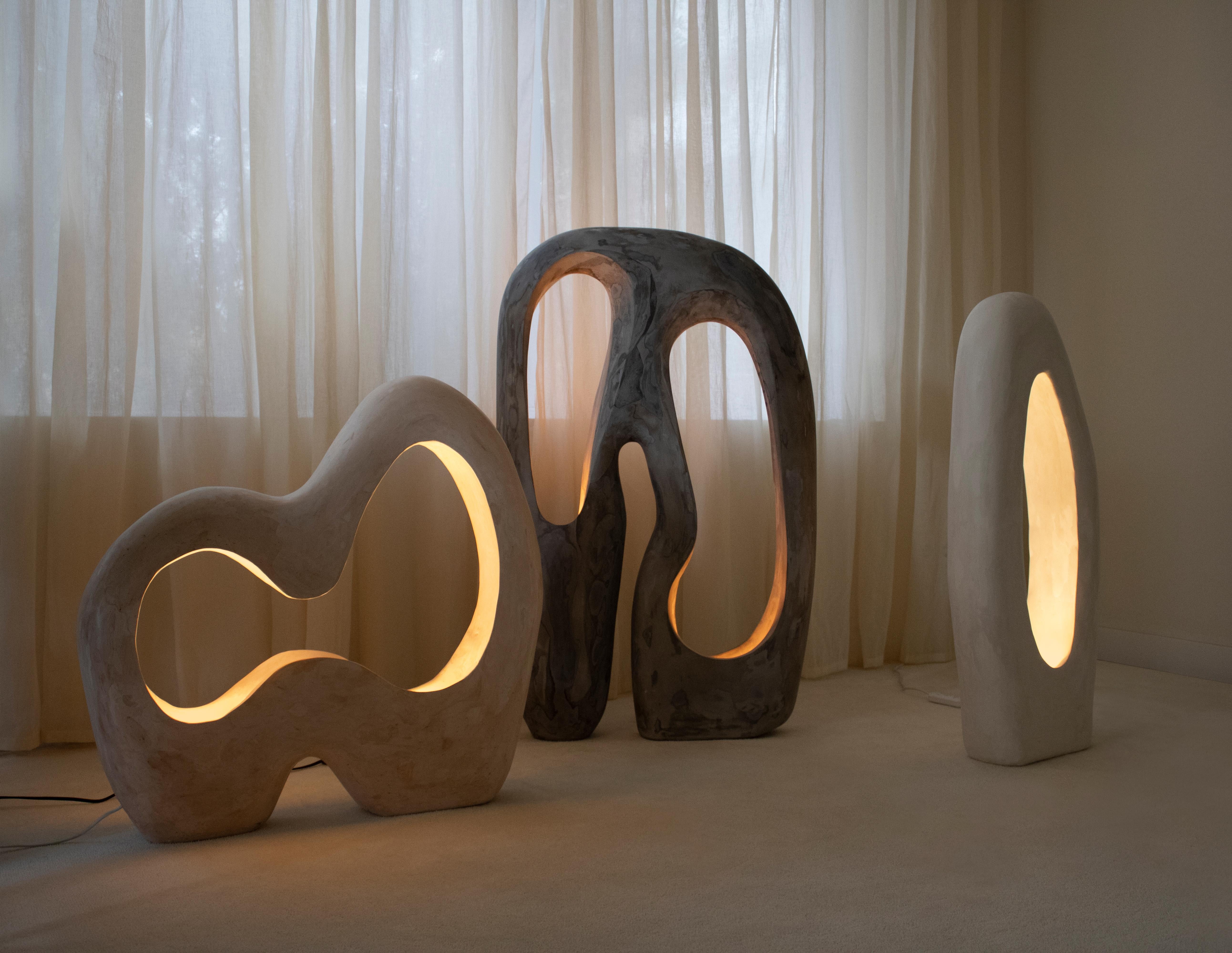 Plaster Large Contemporary Organic Floor Lamp, Collectible Design 