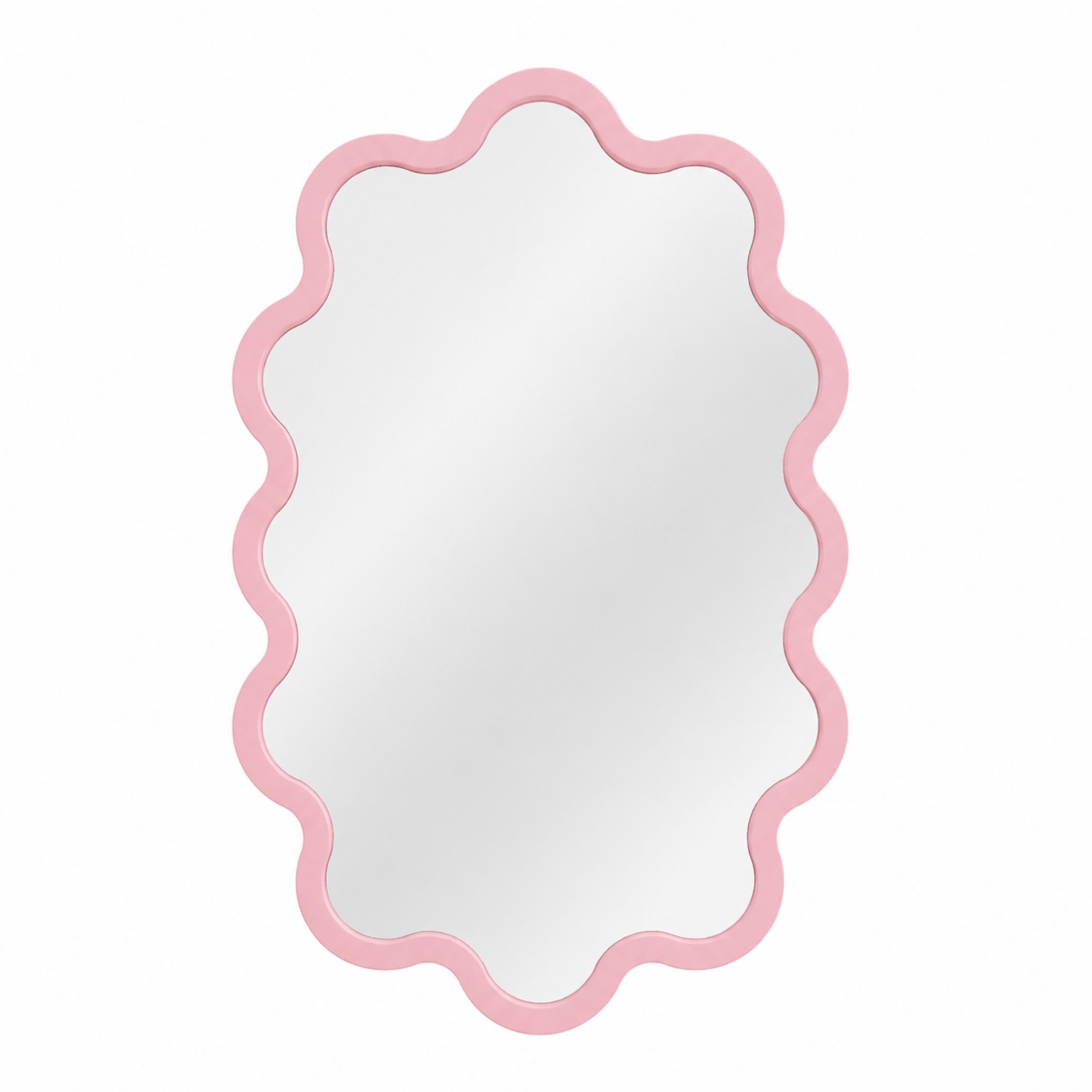 Large Contemporary Oval Wavy Mirror Available in Custom Colours – Hvyli Oval 90