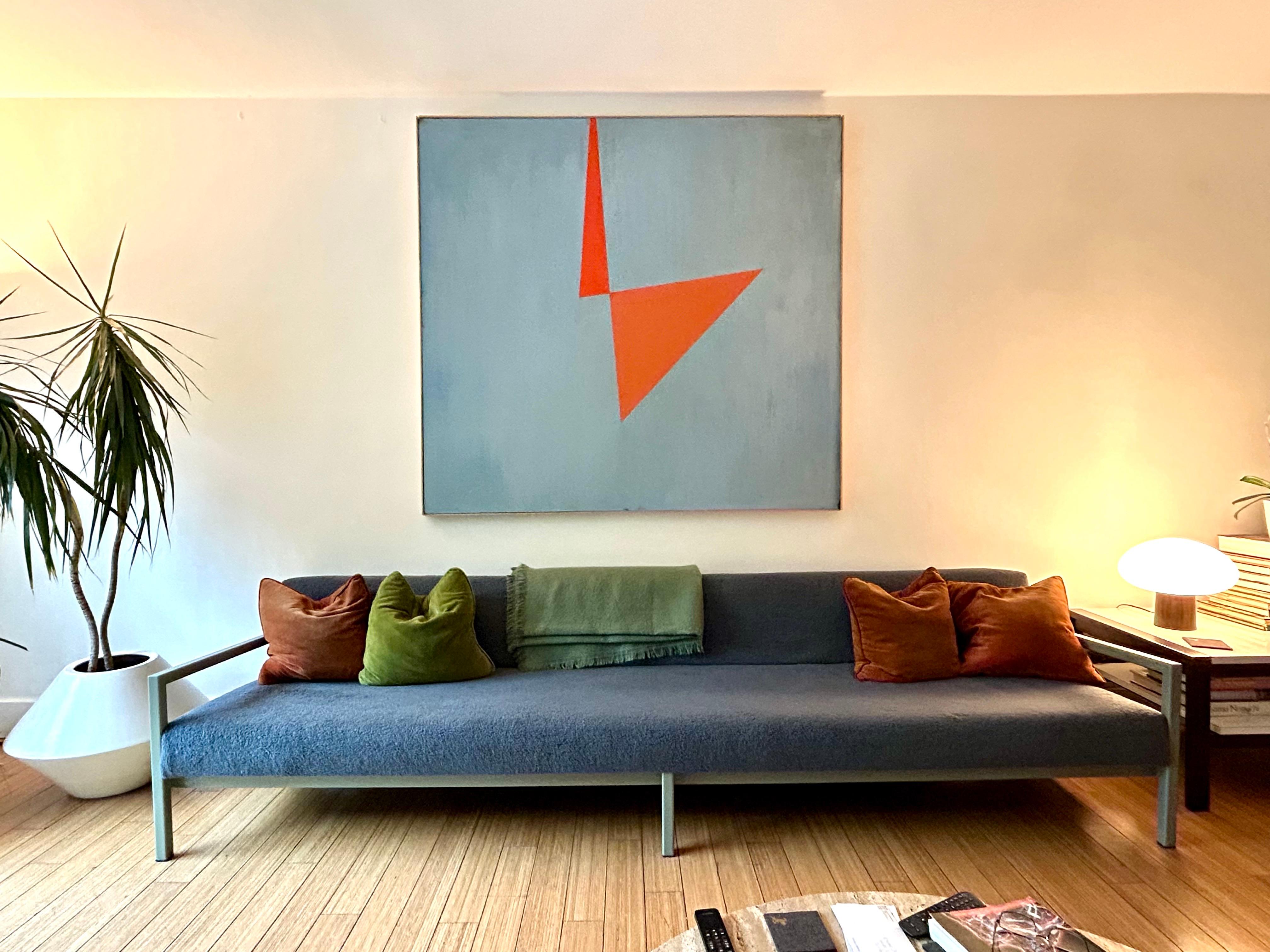 Original art work.
Oil on canvas with thin wood frame.
The art + design continuum of form, space and color theory.. 