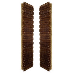 Large Contemporary Pair of Brass and Cola Gold Leaf Murano Glass Sconces, Italy