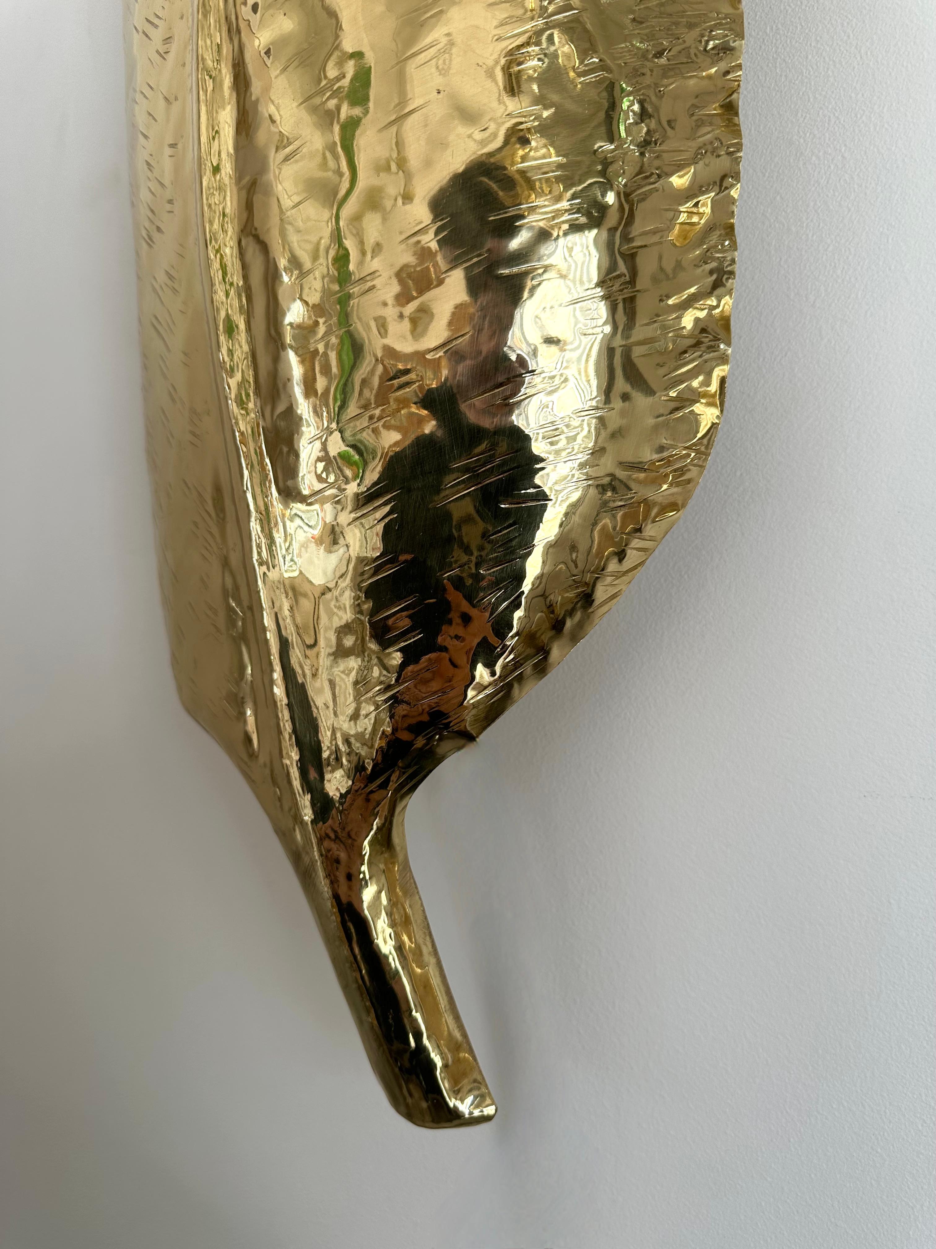 Large Contemporary Pair of Brass Palm Sconces, Italy For Sale 7