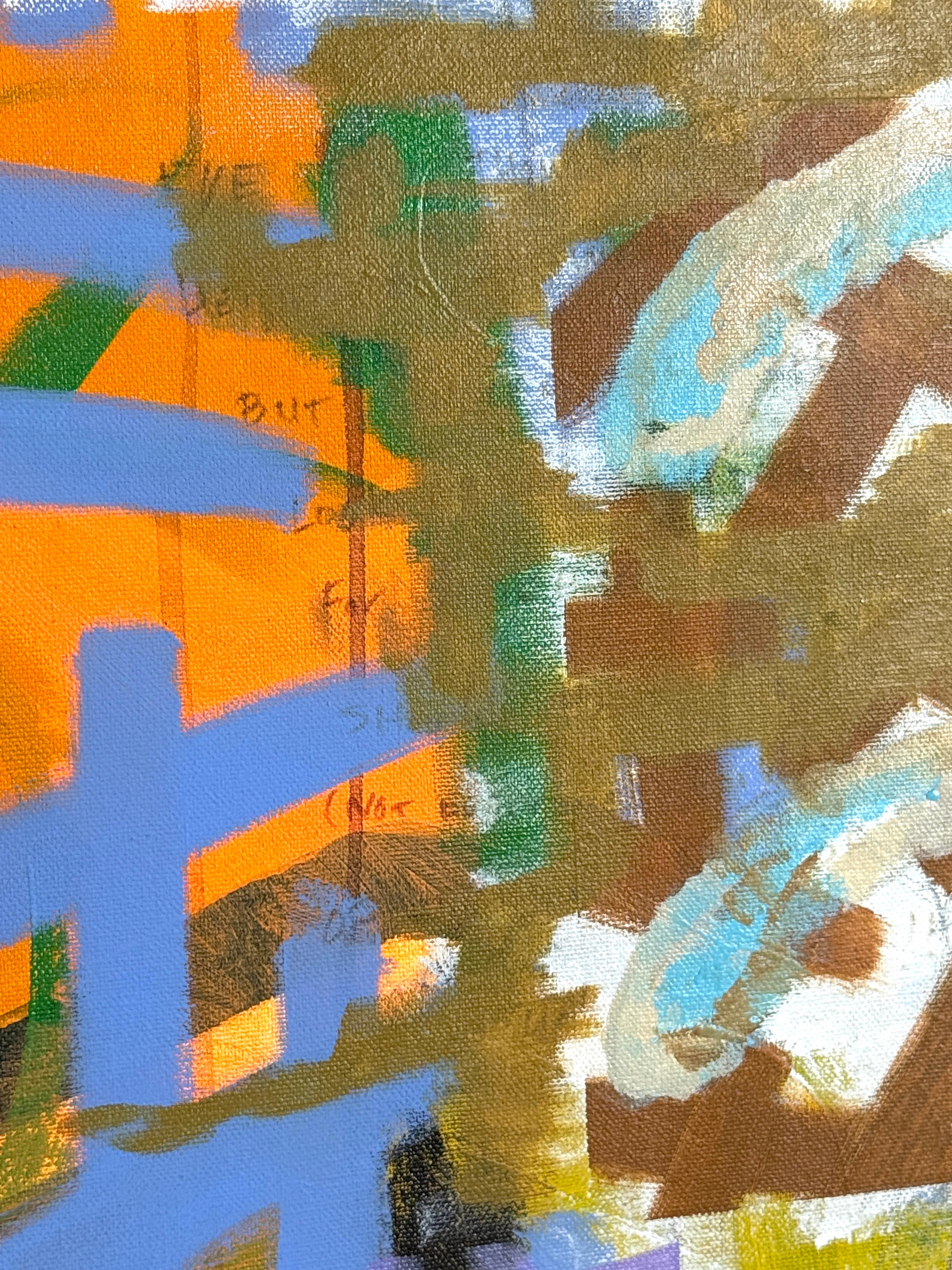 Großes Contemporary Post Modern Abstrakt Buntes Graffiti Stil Acryl Gemälde im Angebot 4