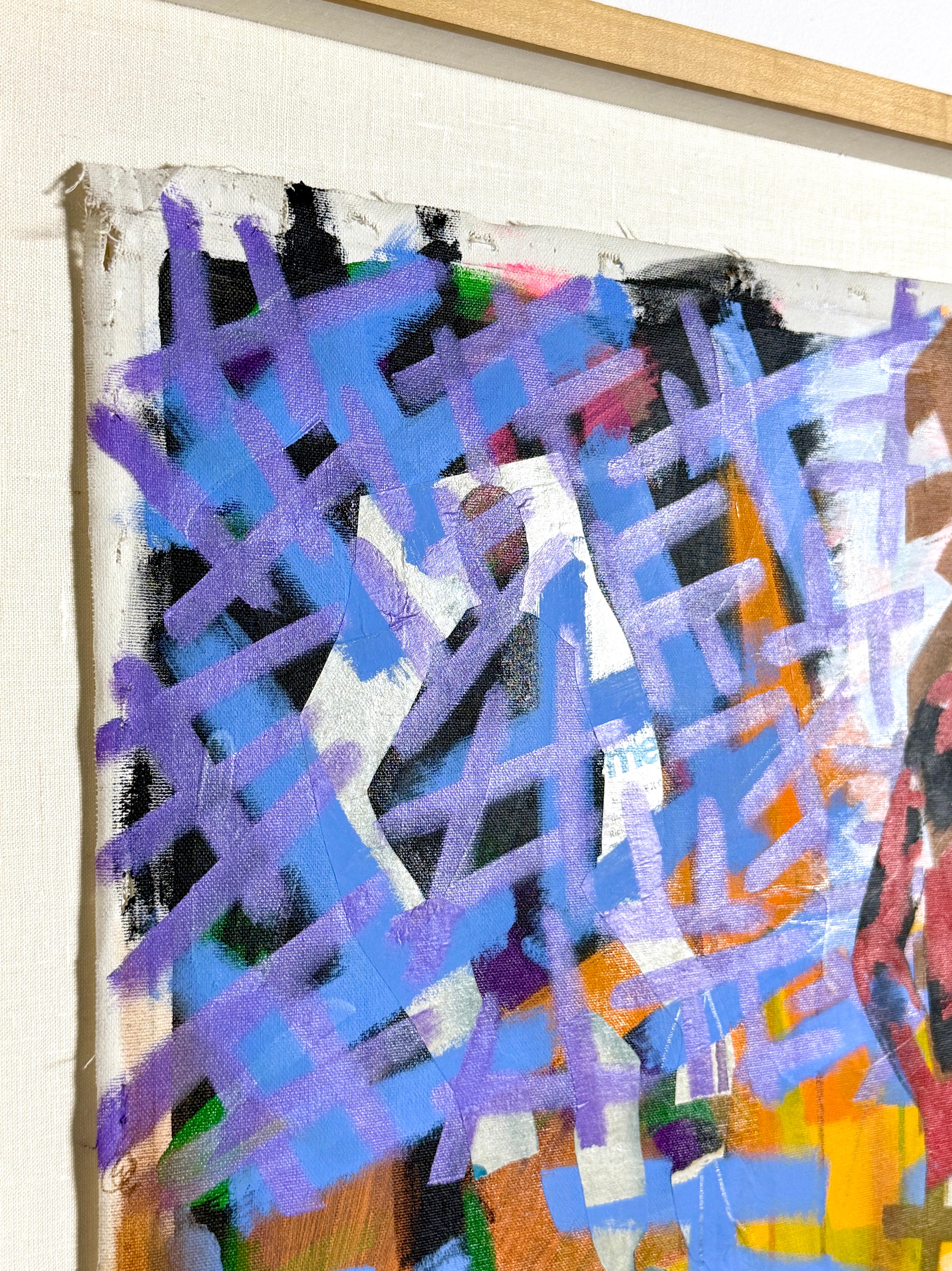 Großes Contemporary Post Modern Abstrakt Buntes Graffiti Stil Acryl Gemälde im Angebot 6