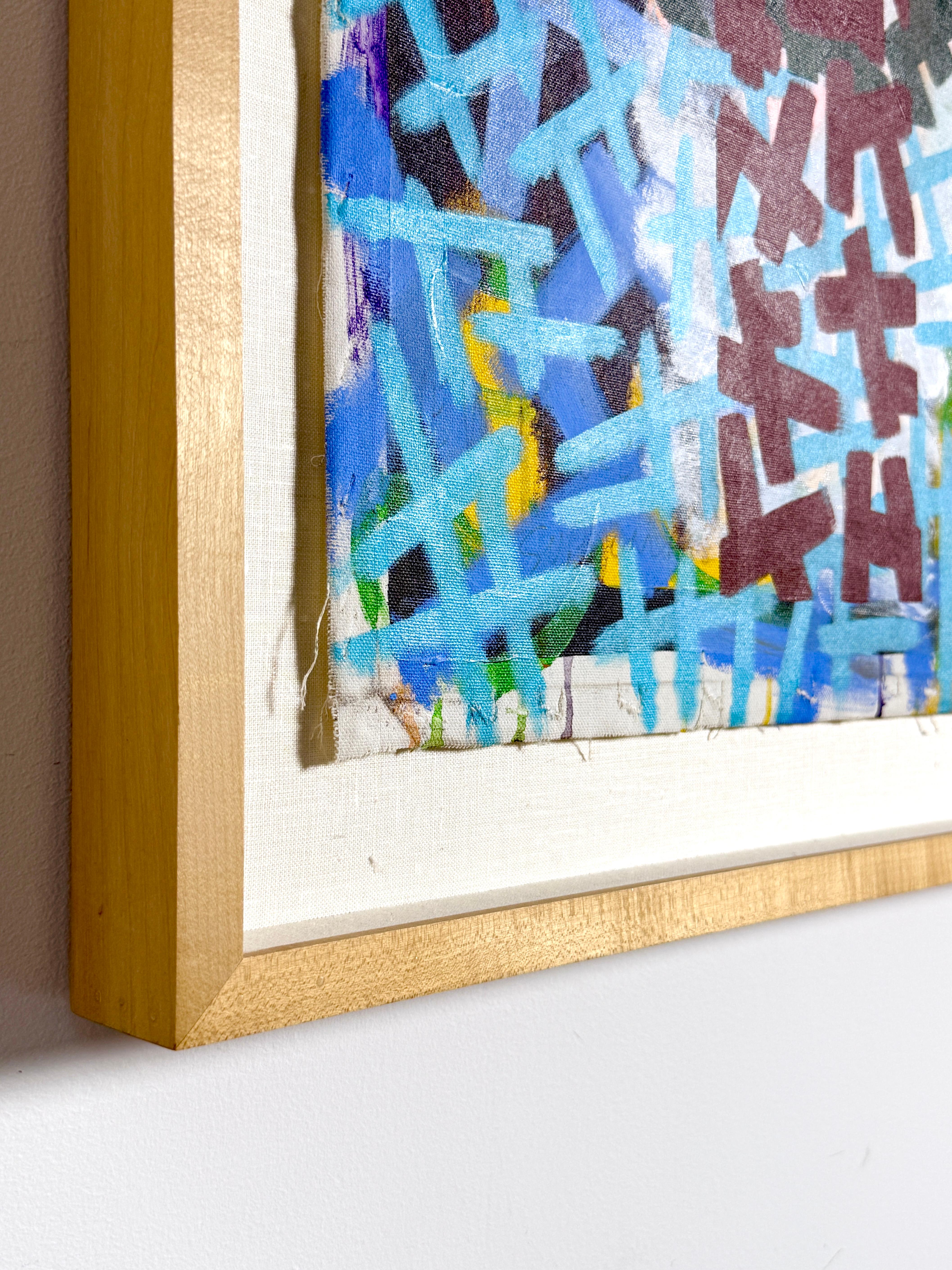 Großes Contemporary Post Modern Abstrakt Buntes Graffiti Stil Acryl Gemälde im Angebot 7
