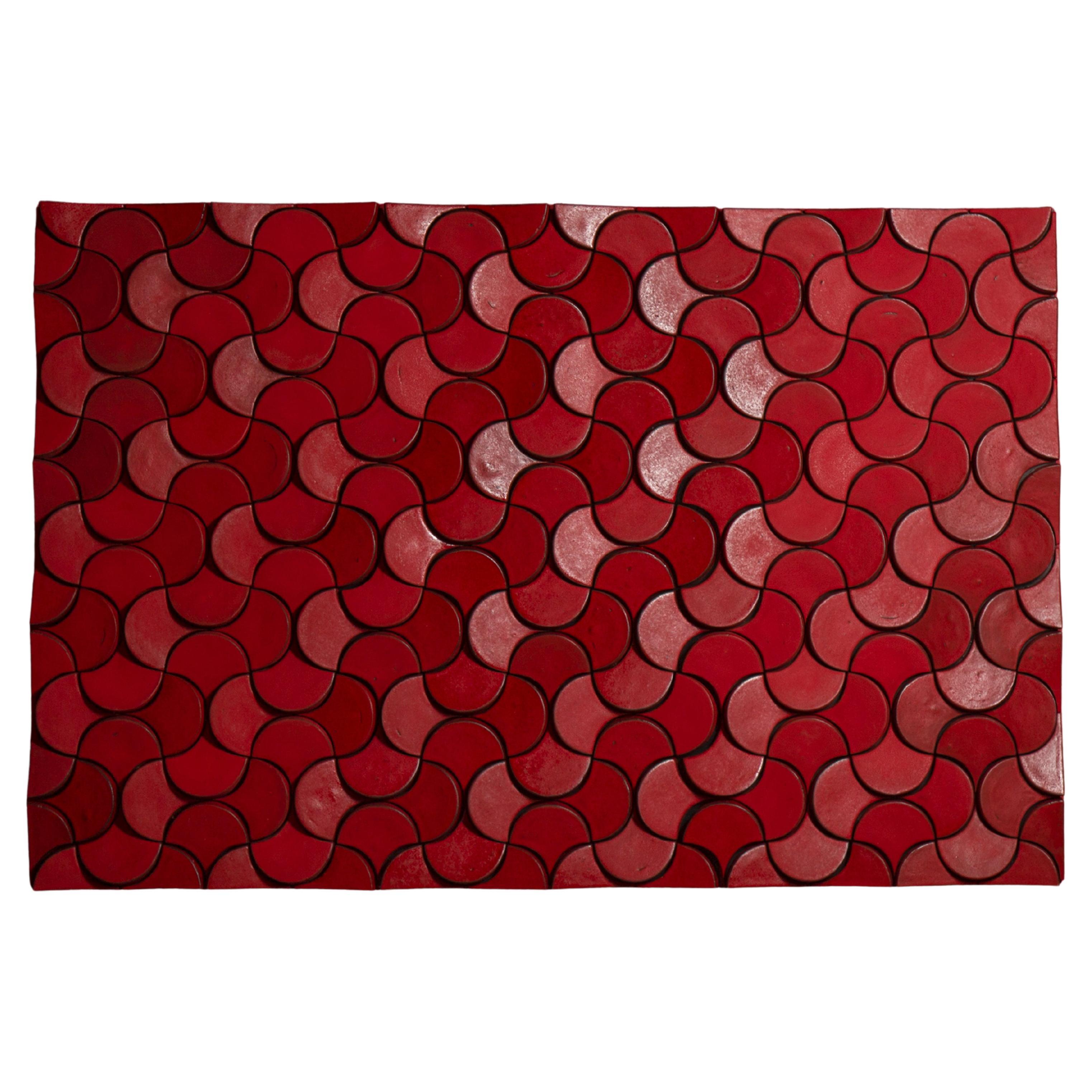 Large, Contemporary Red Ceramic Wall Sculpture by Marie Beckman For Sale