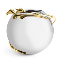 Large Contemporary Silver and Gold Metal Calla Lily Bowl Vase