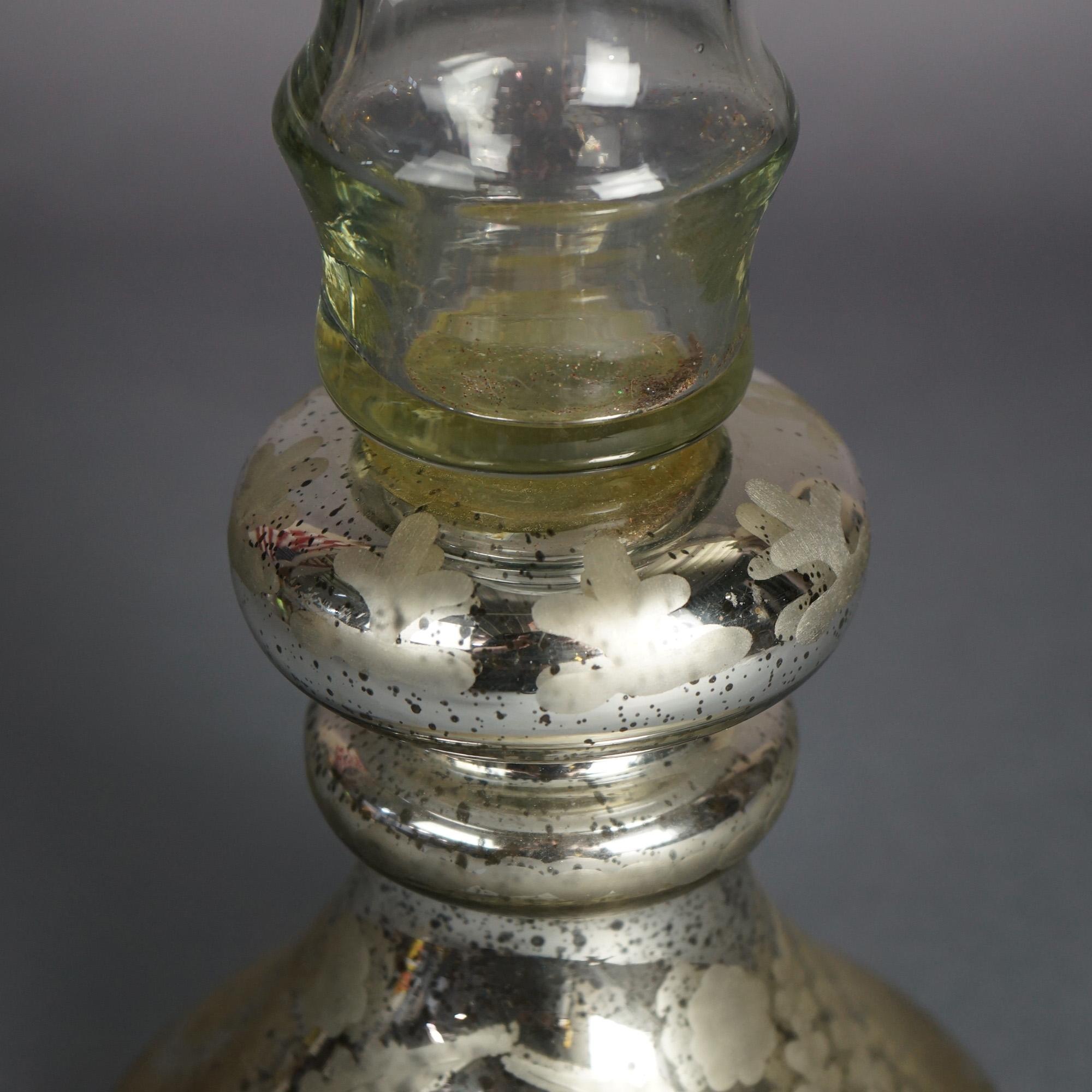Grand vase à fleurs cannelé en verre au mercure argenté contemporain 20e siècle en vente 6
