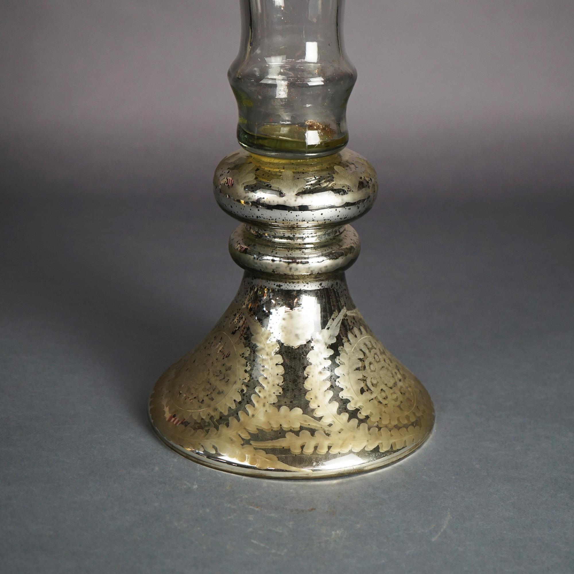 Grand vase à fleurs cannelé en verre au mercure argenté contemporain 20e siècle en vente 4