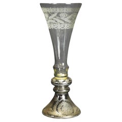 Large Contemporary Silver Mercury Glass Fluted Flower Vase 20thC