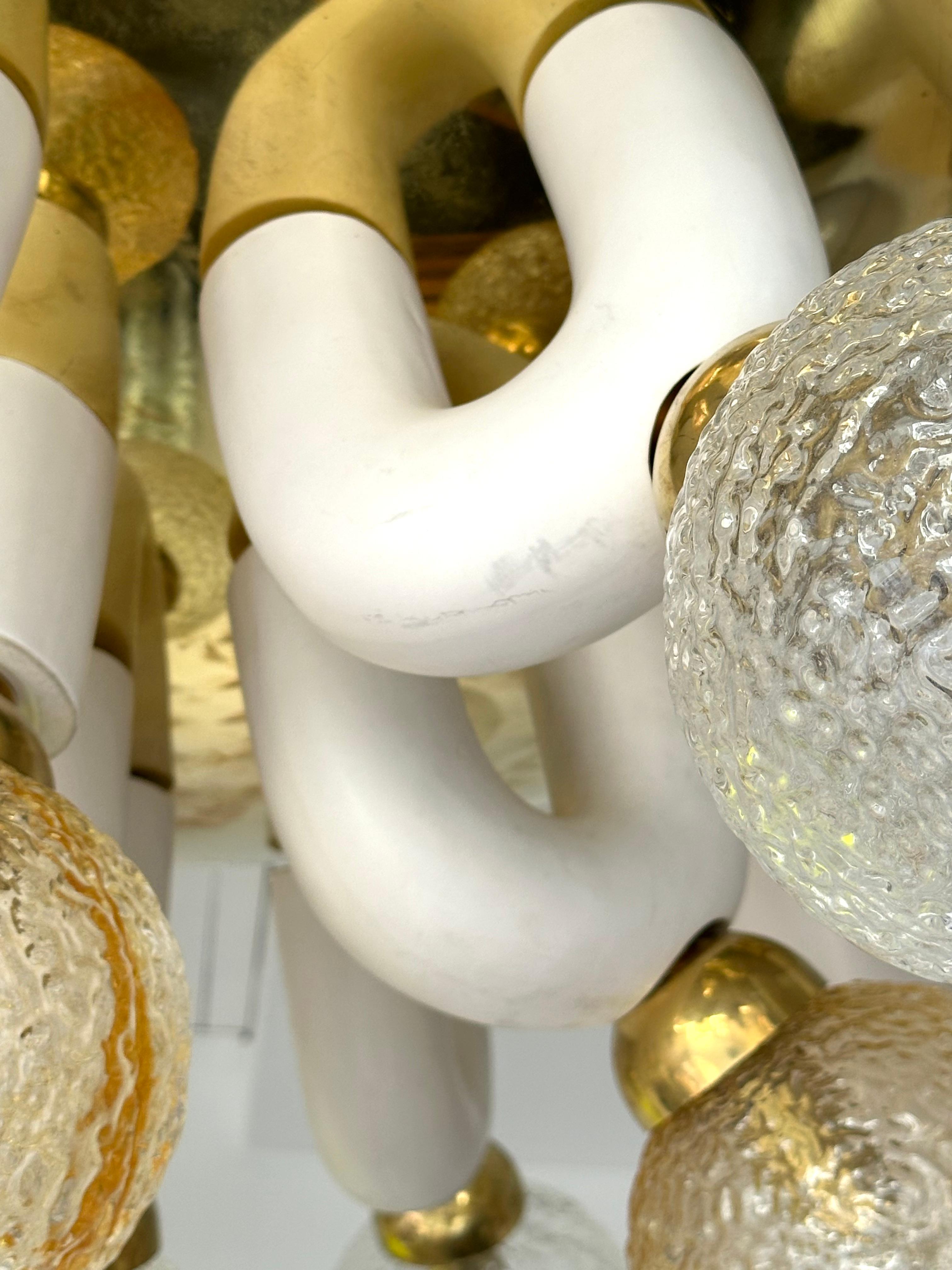 Large Contemporary U Ceramic Chandelier Brass and Murano Glass , Italy For Sale 2
