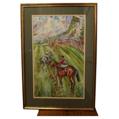 Large Contemporary Watercolour Painting, Race Horses by Jack Lawrence Miller