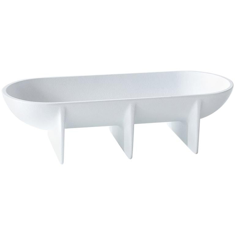 Large Contemporary White Standing Bowl by Fort Standard For Sale