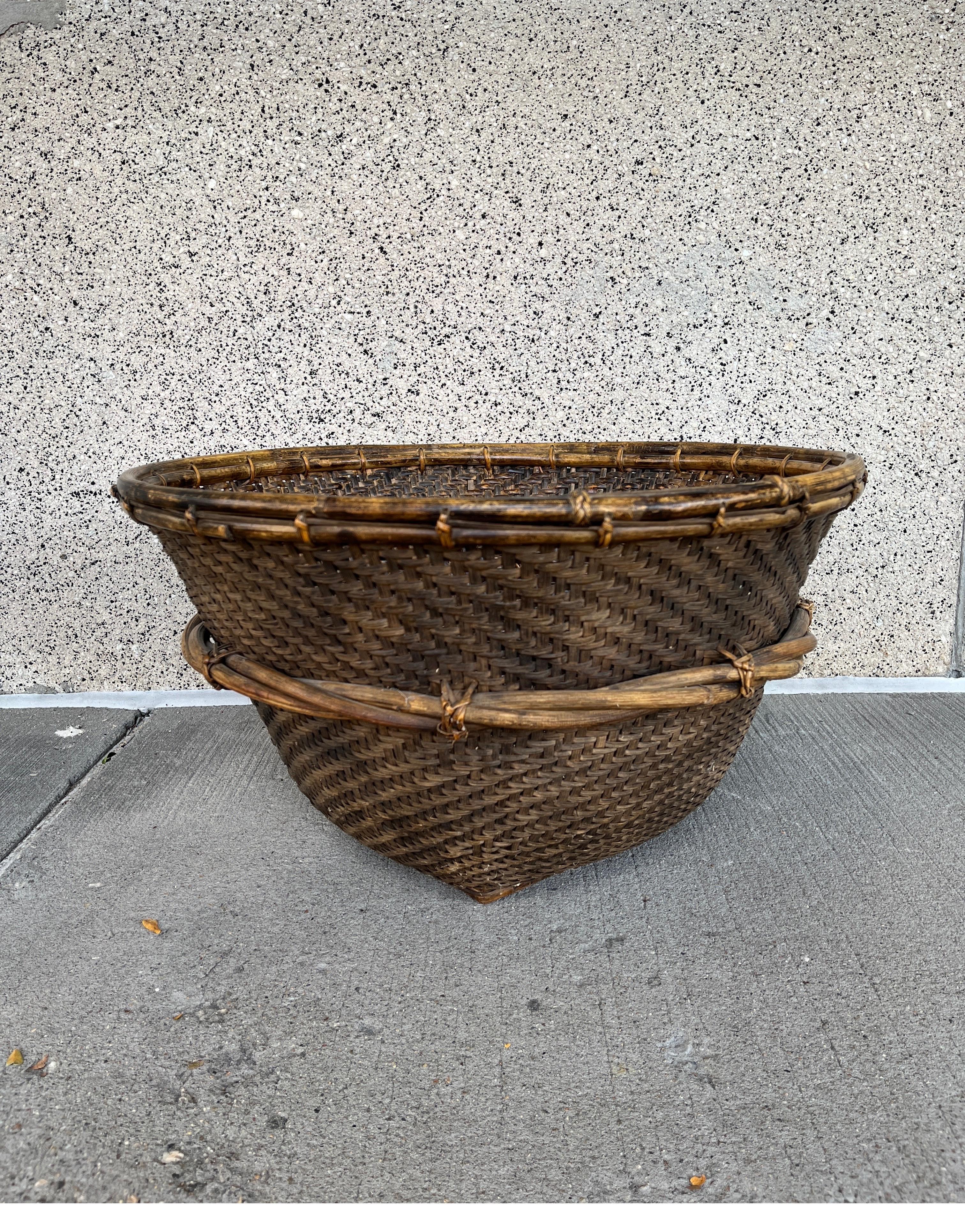 Natural Fiber Large Contemporary Woven Basket, Philippines