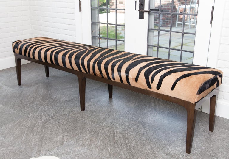 Large Zebra Stencil Printed Genuine Large European Cowhide Rug Ink on