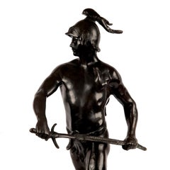 Large, Continental "Bronze" Sculpture of a Spartan Warrior with Sword, Roman