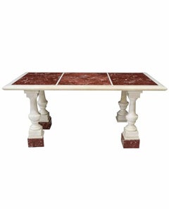 Antique Italian Grand Neoclassical Roman Carrara Rosso Solid Marble Table