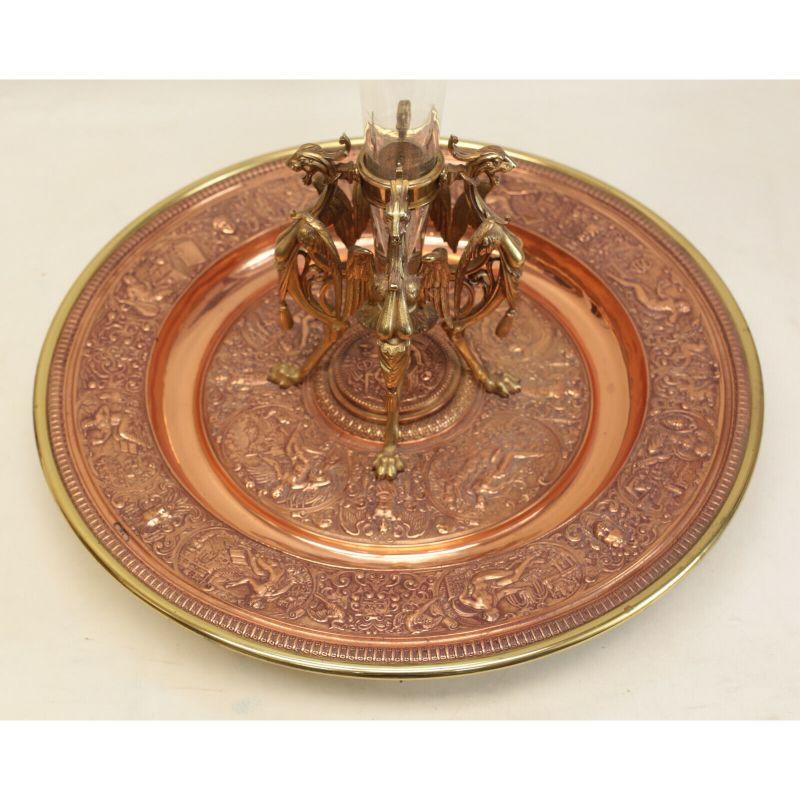 20th Century Large Continental Neoclassical Gilt Bronze & Cut Glass Centerpiece Tray, c1920 For Sale