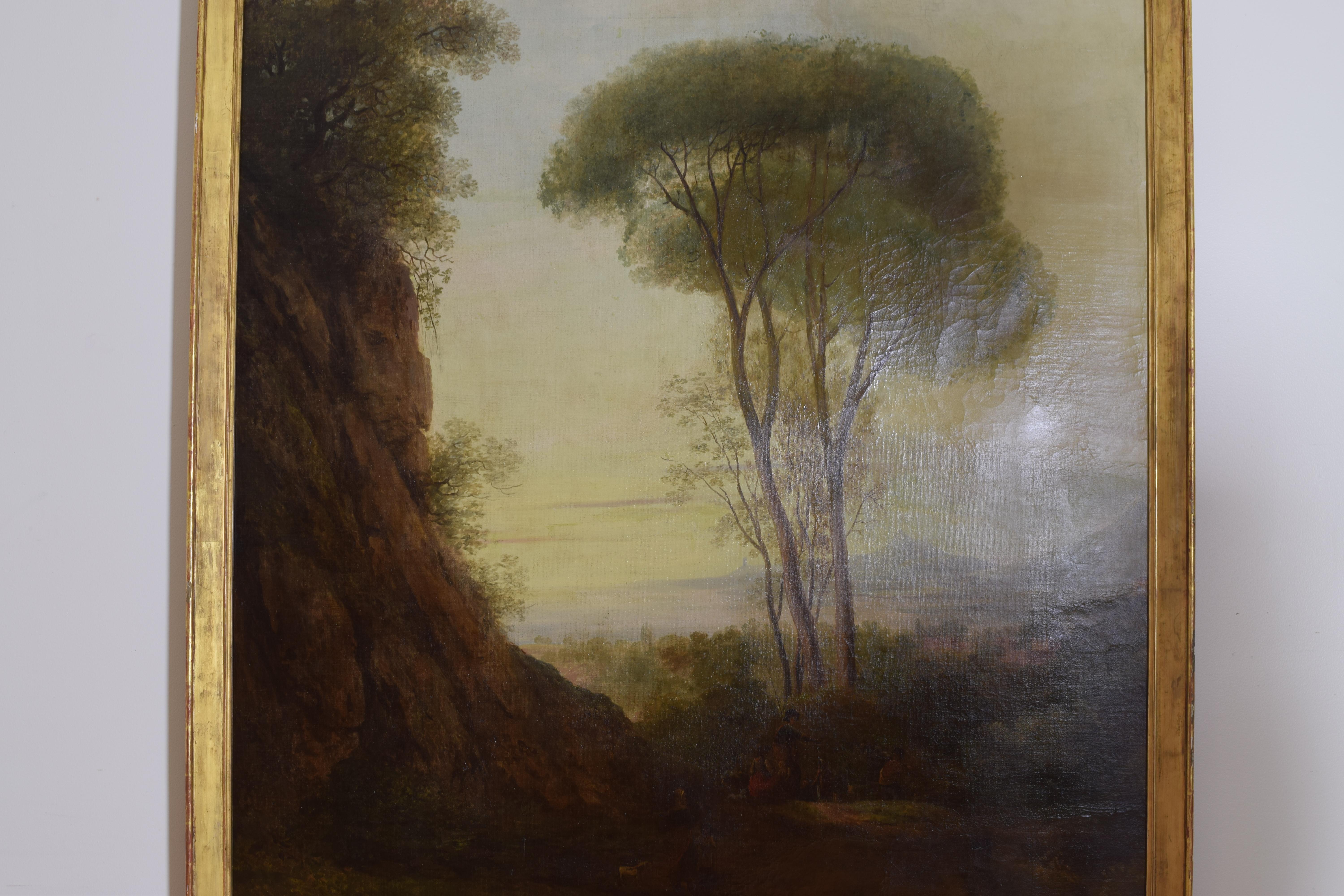 Large Continental Oil on Canvas, Travelers in a Landscape, 18th/19th century 1