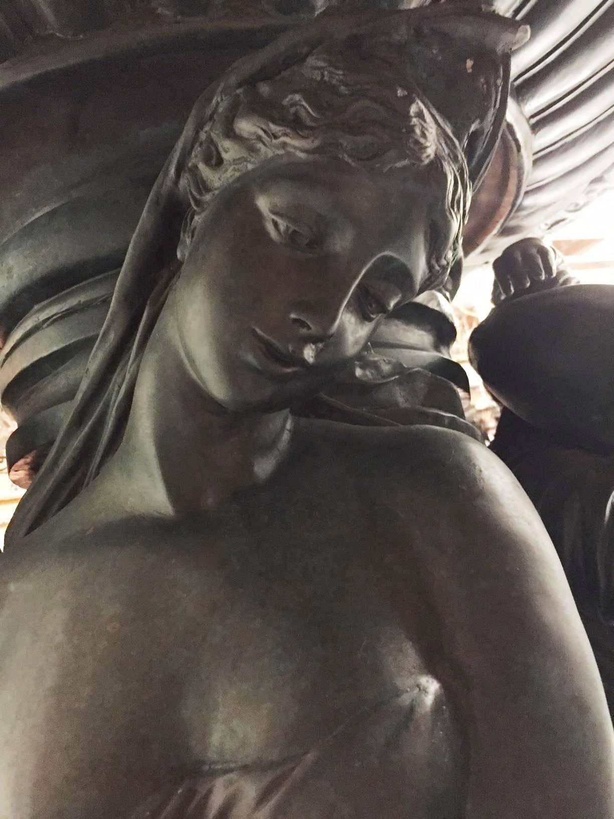 Large Continental Patinated Bronze Fountain with Four Neoclassical Maidens 9