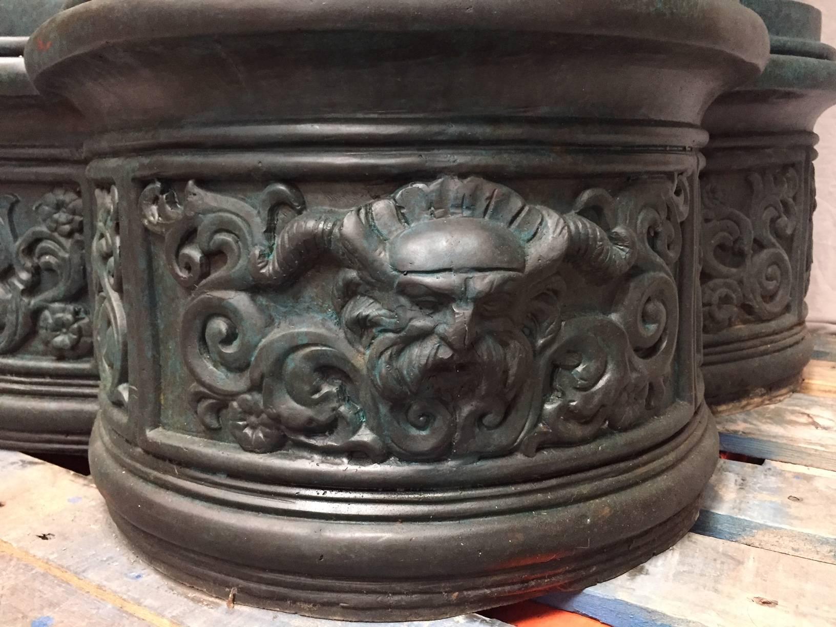 Large Continental Patinated Bronze Fountain with Four Neoclassical Maidens 10
