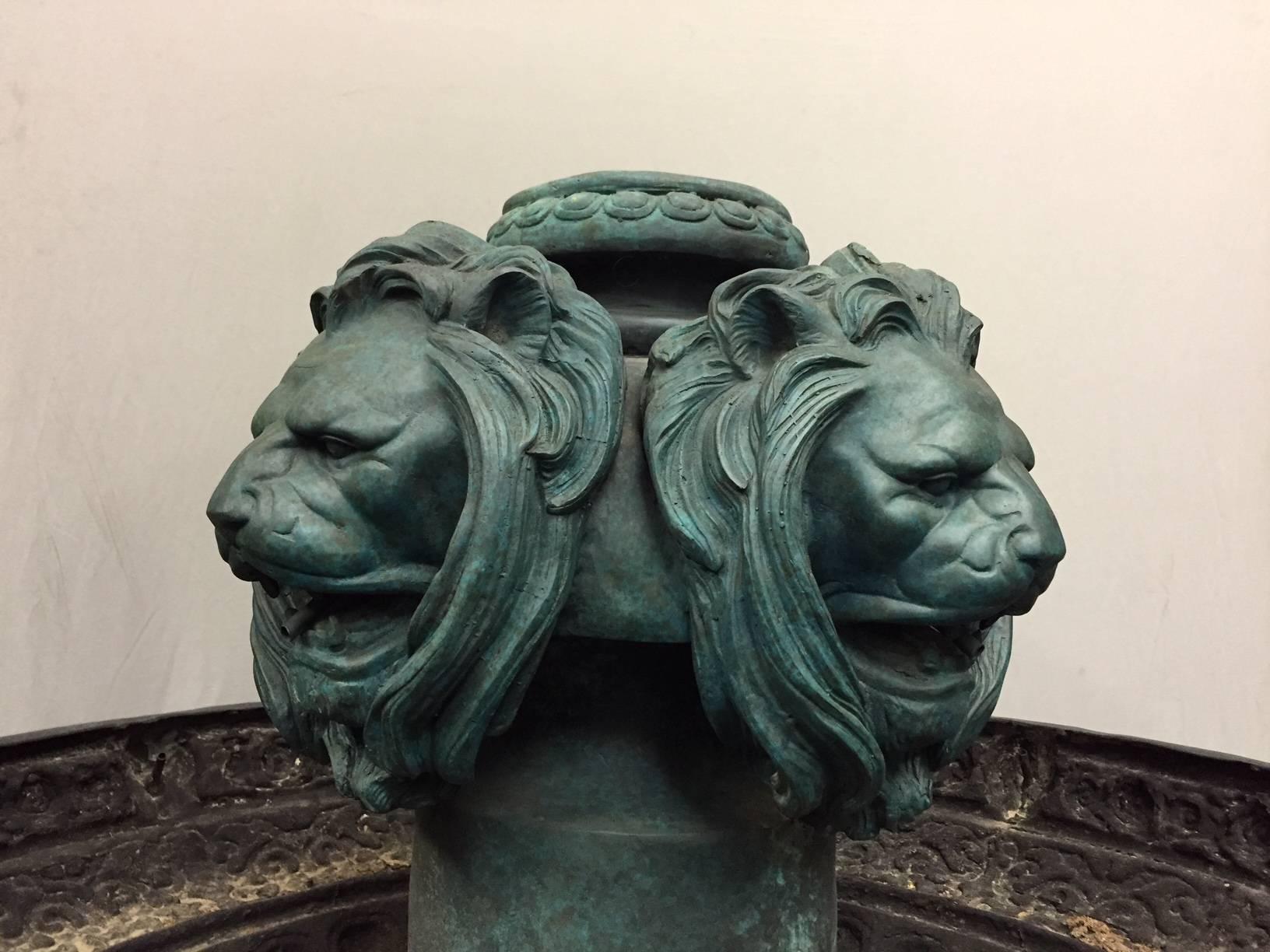 Large Continental Patinated Bronze Fountain with Four Neoclassical Maidens 3