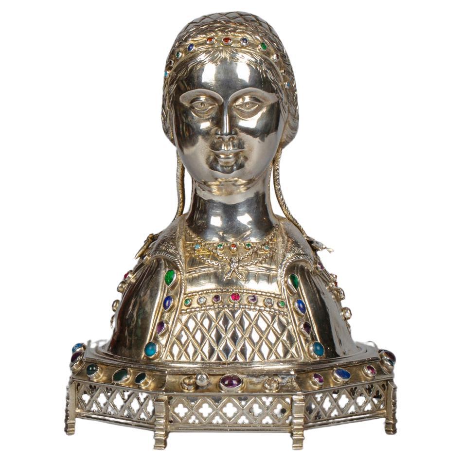 Large Continental Silver and Jeweled Female Coffret, Hanau, Late 19th century For Sale