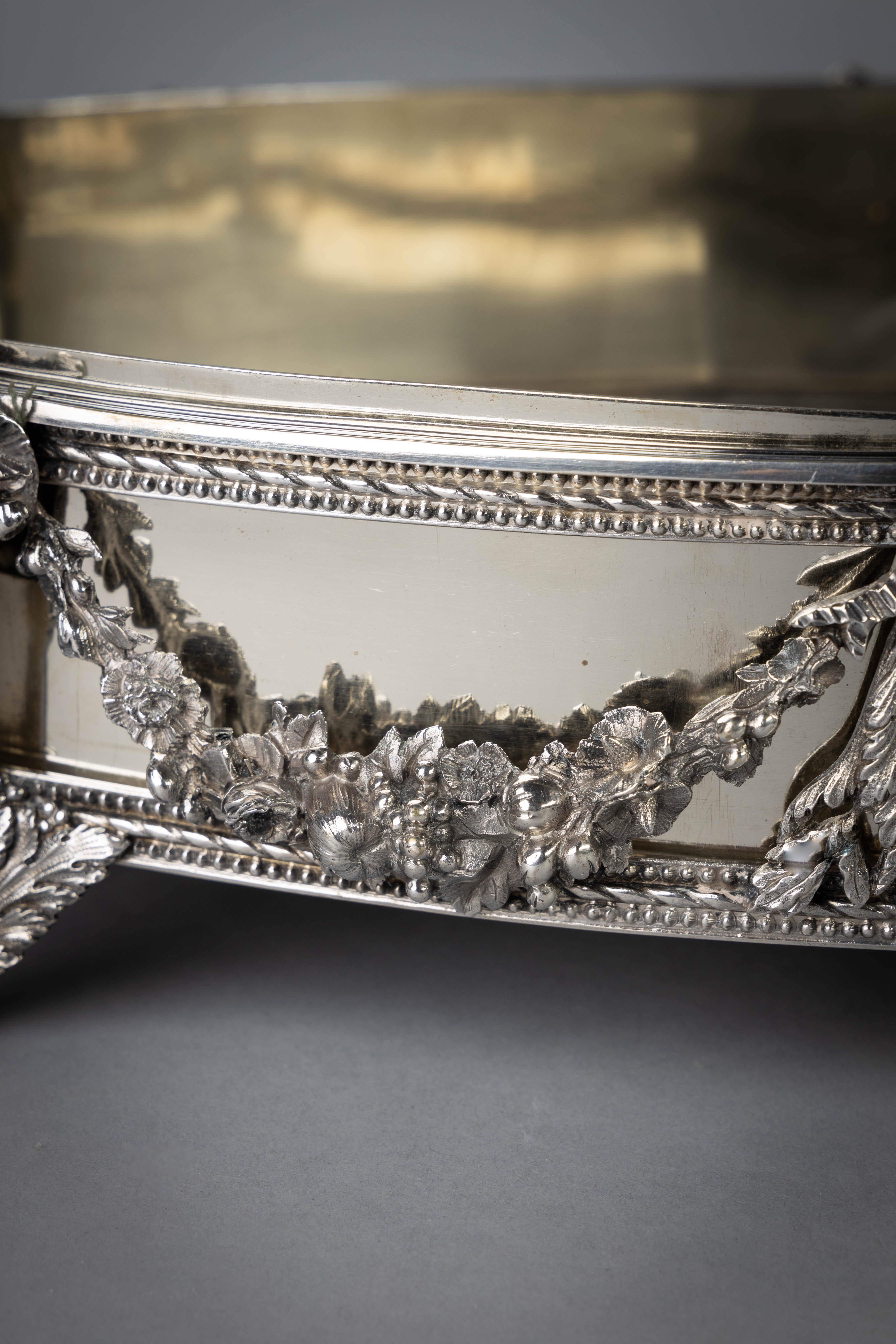 Late 19th Century Large Continental Silver Footed Centerpiece, circa 1880 For Sale