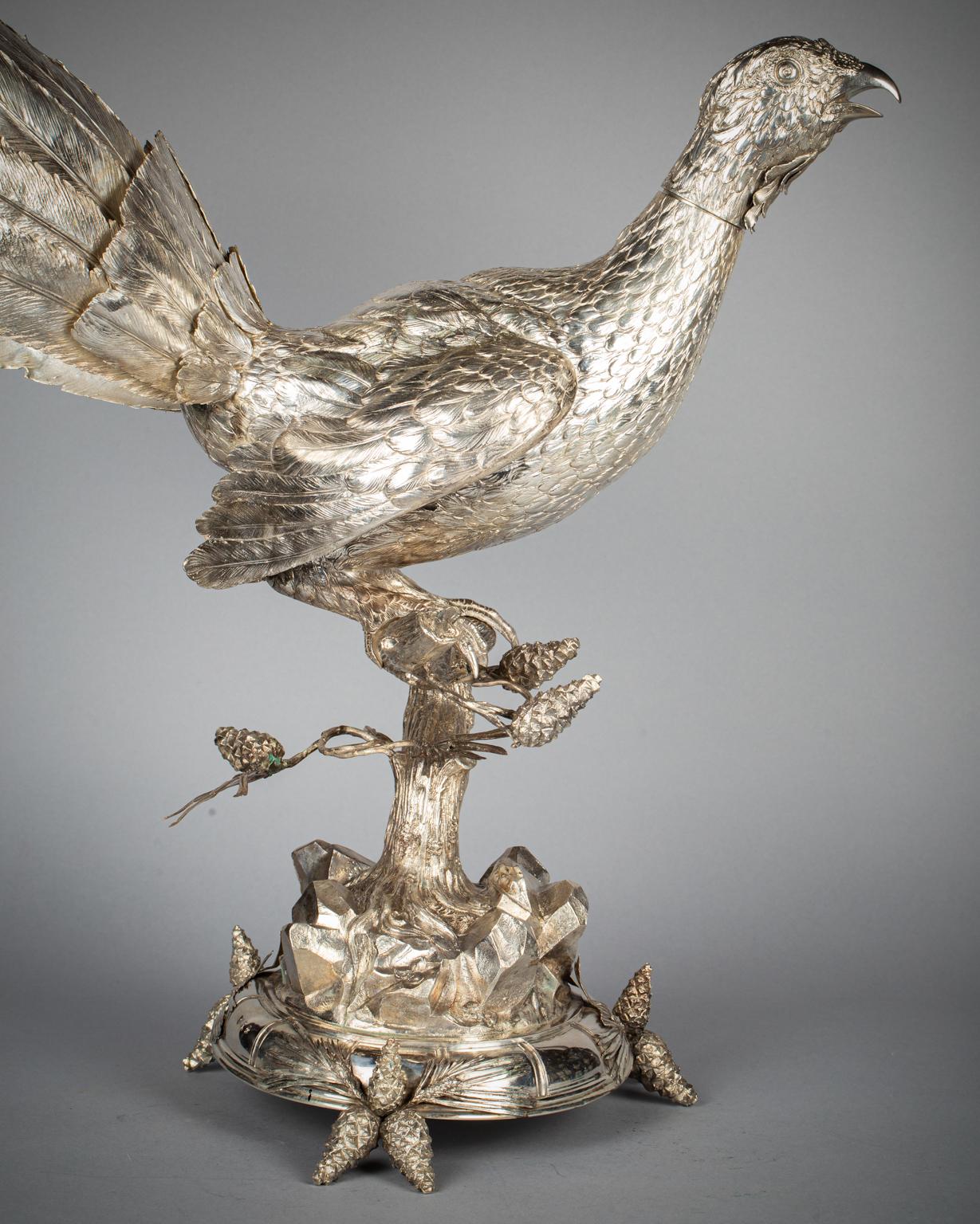Grande tacchino d'argento continentale, circa 1875 In condizioni buone in vendita a New York, NY