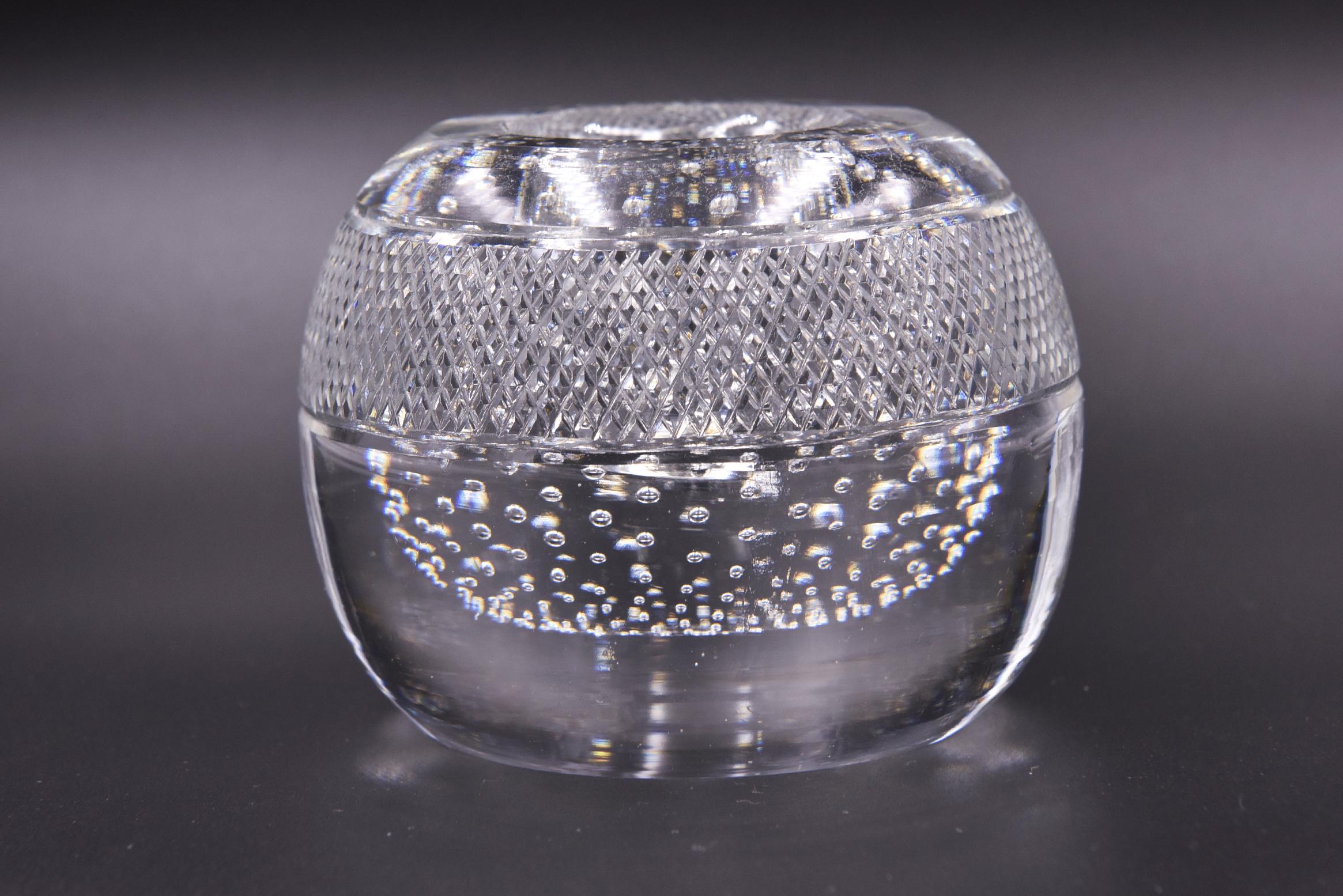 20th Century Large Controlled Bubble Glass Match Striker Holder by Thomas Webb Crystal For Sale