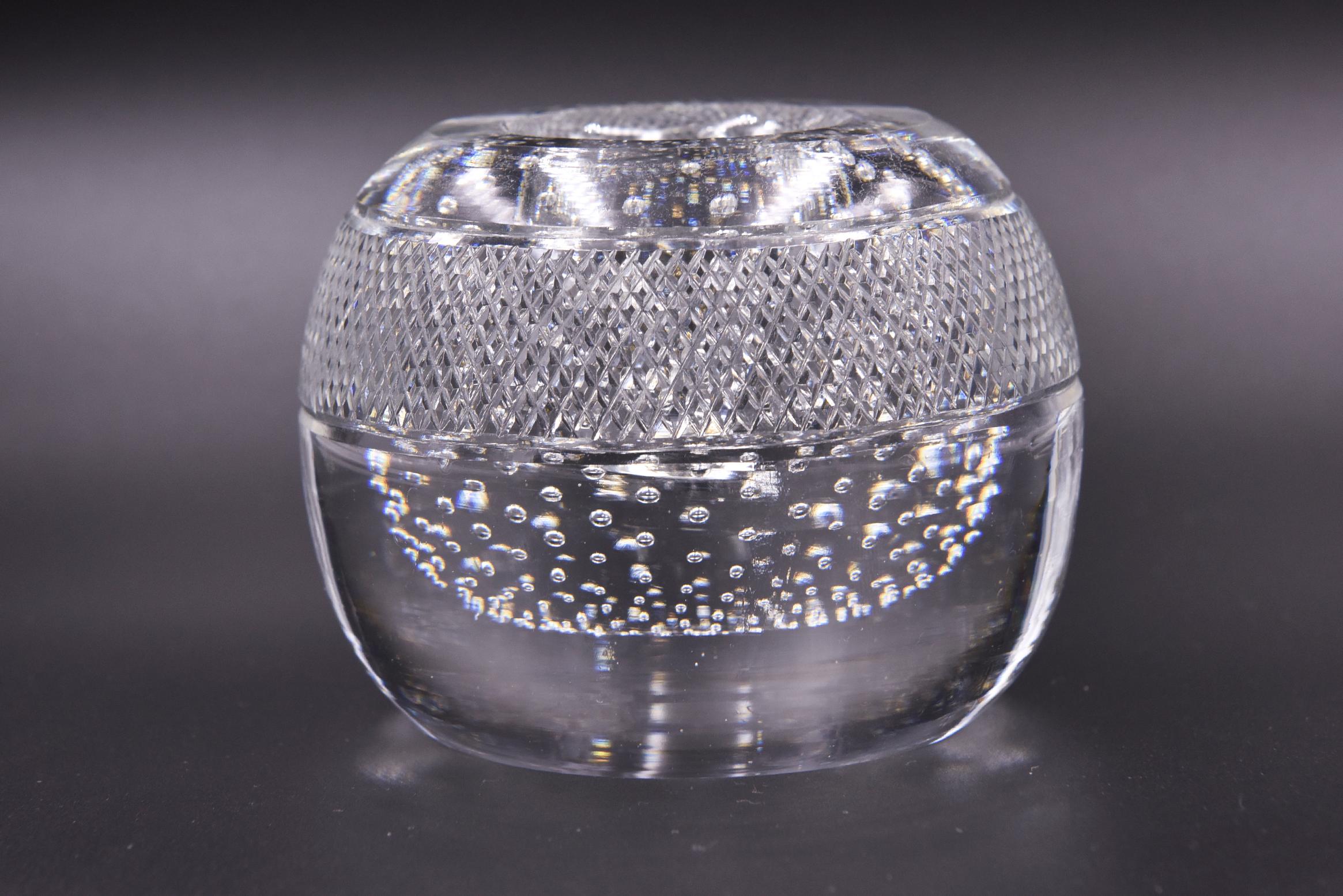 20th Century Large Controlled Bubble Glass Match Striker Holder by Thomas Webb Crystal  For Sale