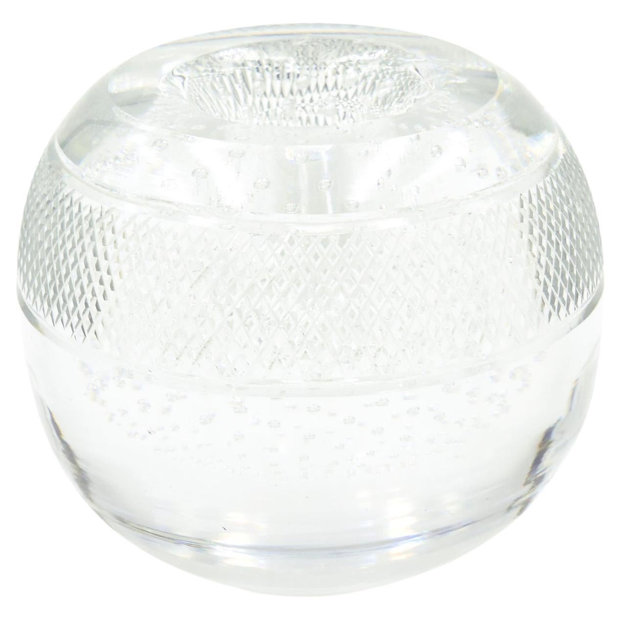 Large Controlled Bubble Glass Match Striker Holder by Thomas Webb Crystal 